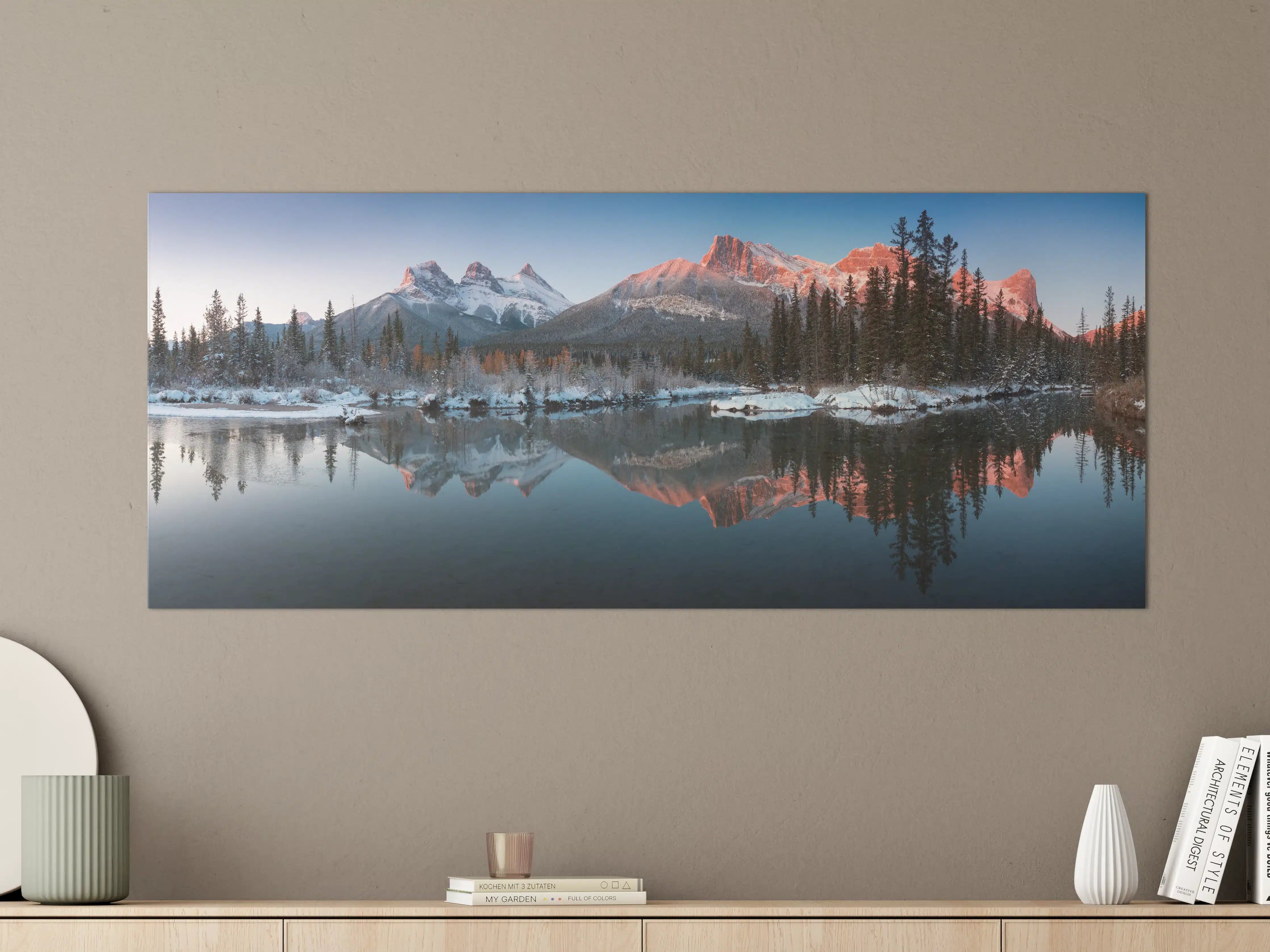 Große Wandbilder - Perfektes Spiegelbild der Drei-Schwestern-Gipfel
