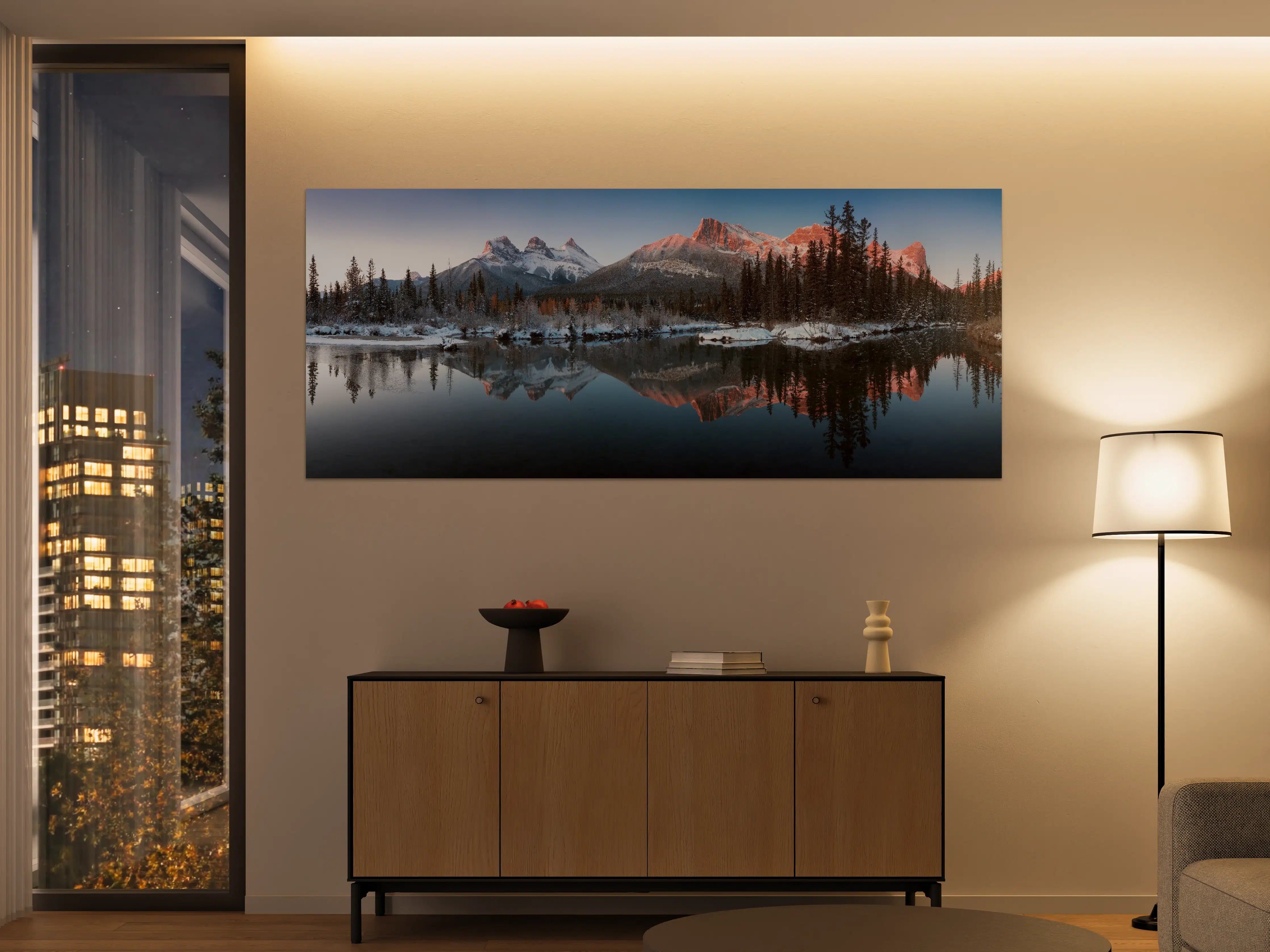 Große Wandbilder - Perfektes Spiegelbild der Drei-Schwestern-Gipfel