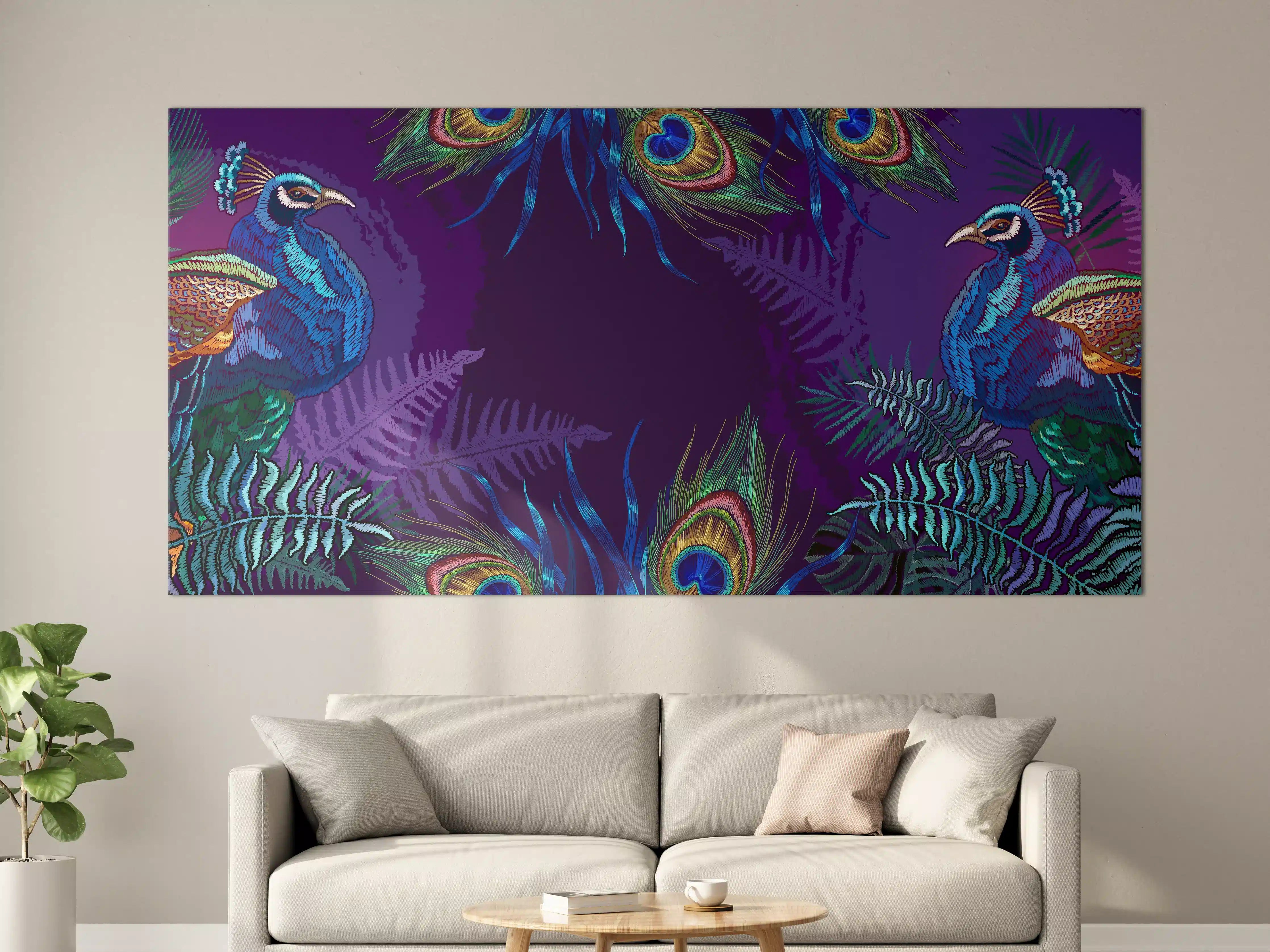 Große Wandbilder - Pfau - Stickmuster