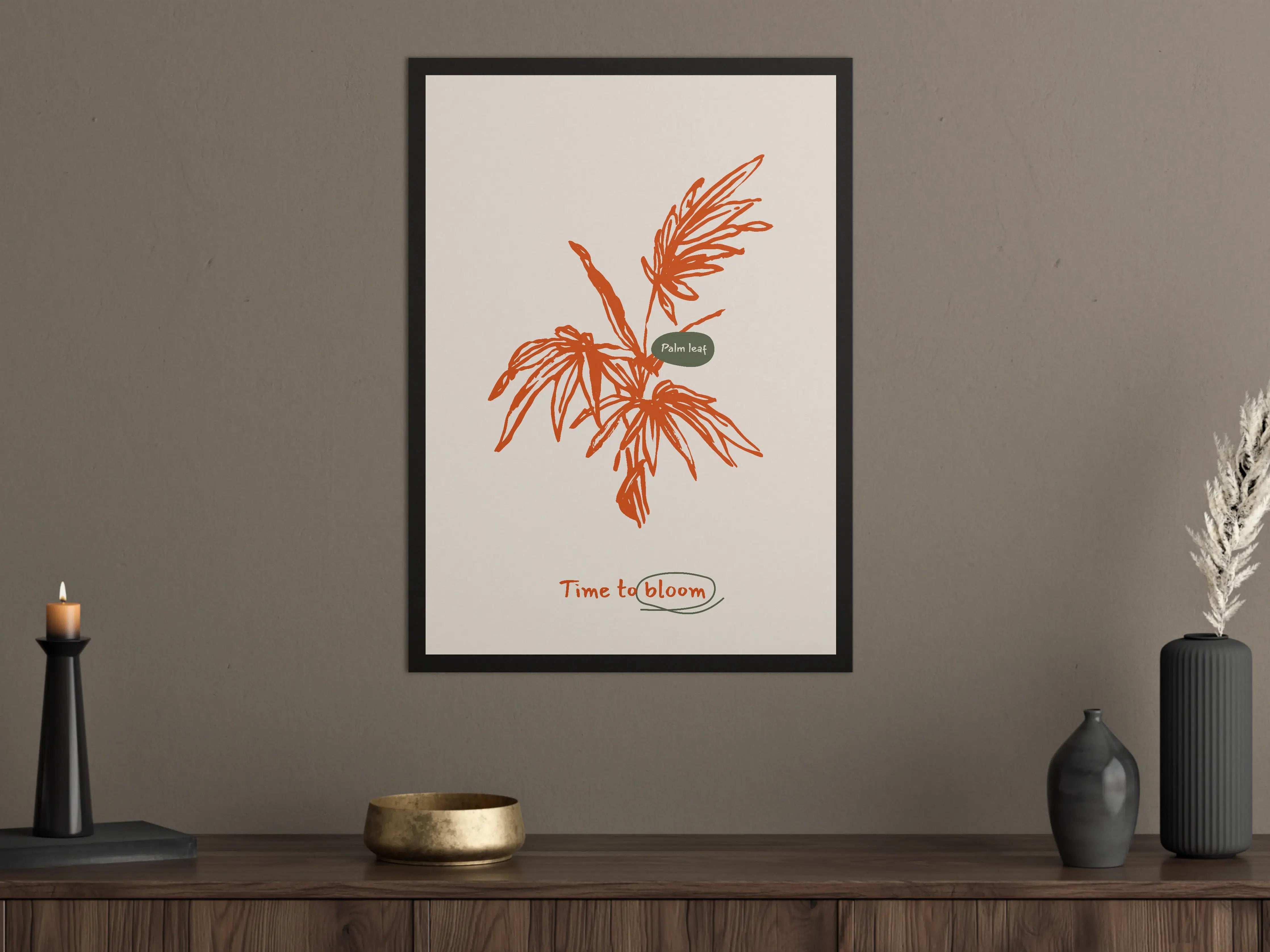 Große Wandbilder - Pfingstlerischer Palmblätter-Print in Erdtönen