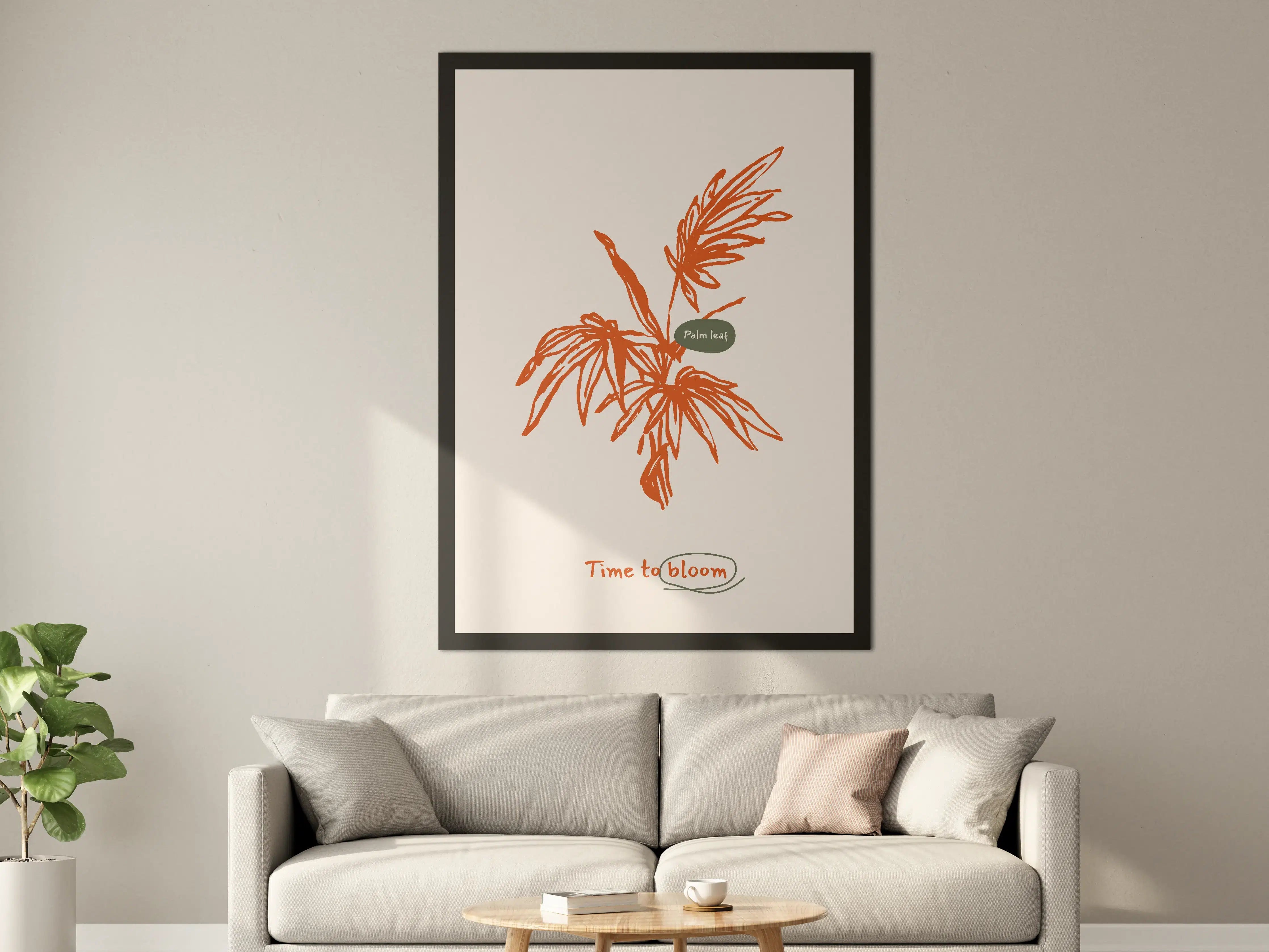 Große Wandbilder - Pfingstlerischer Palmblätter-Print in Erdtönen