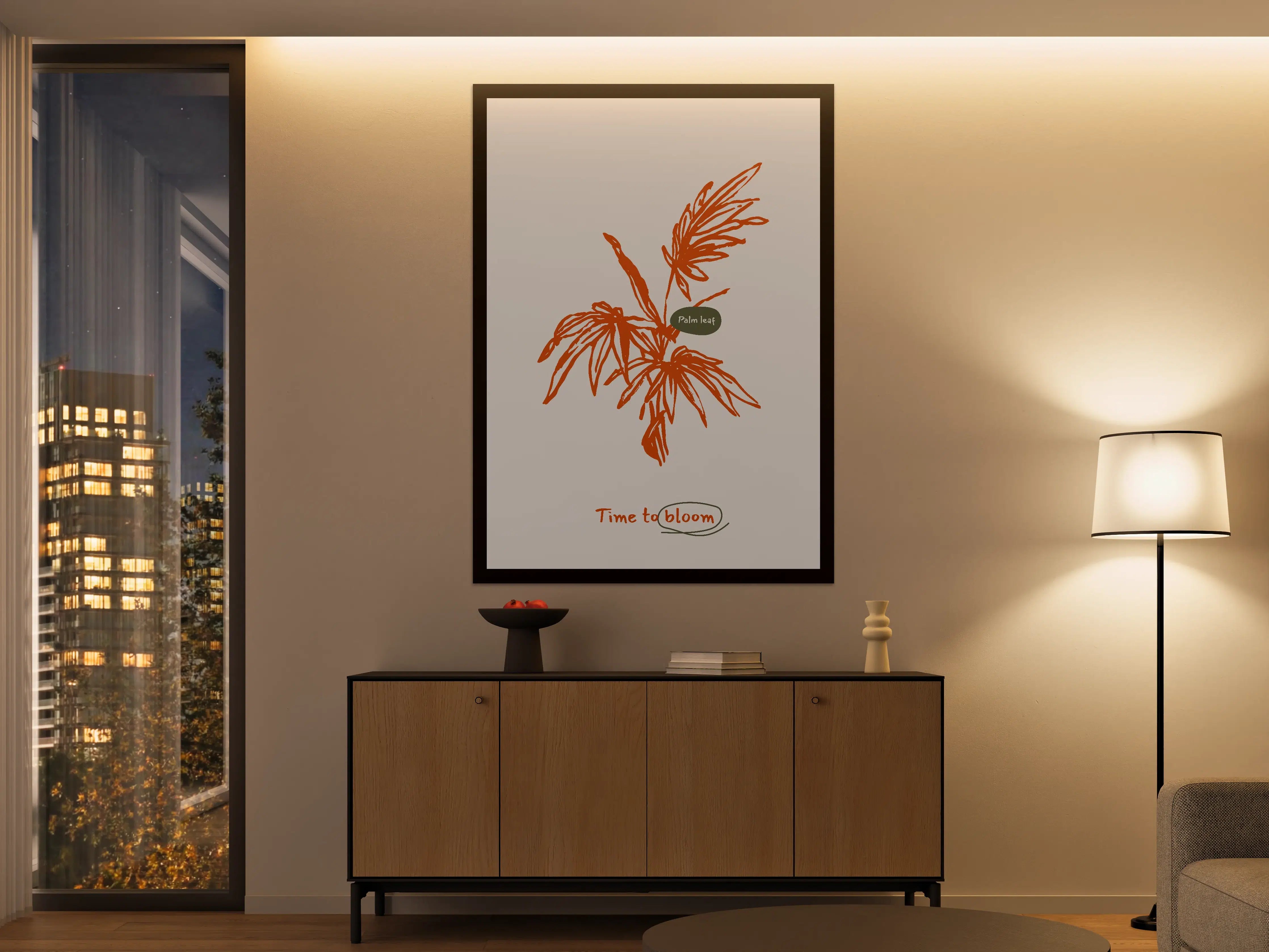 Große Wandbilder - Pfingstlerischer Palmblätter-Print in Erdtönen