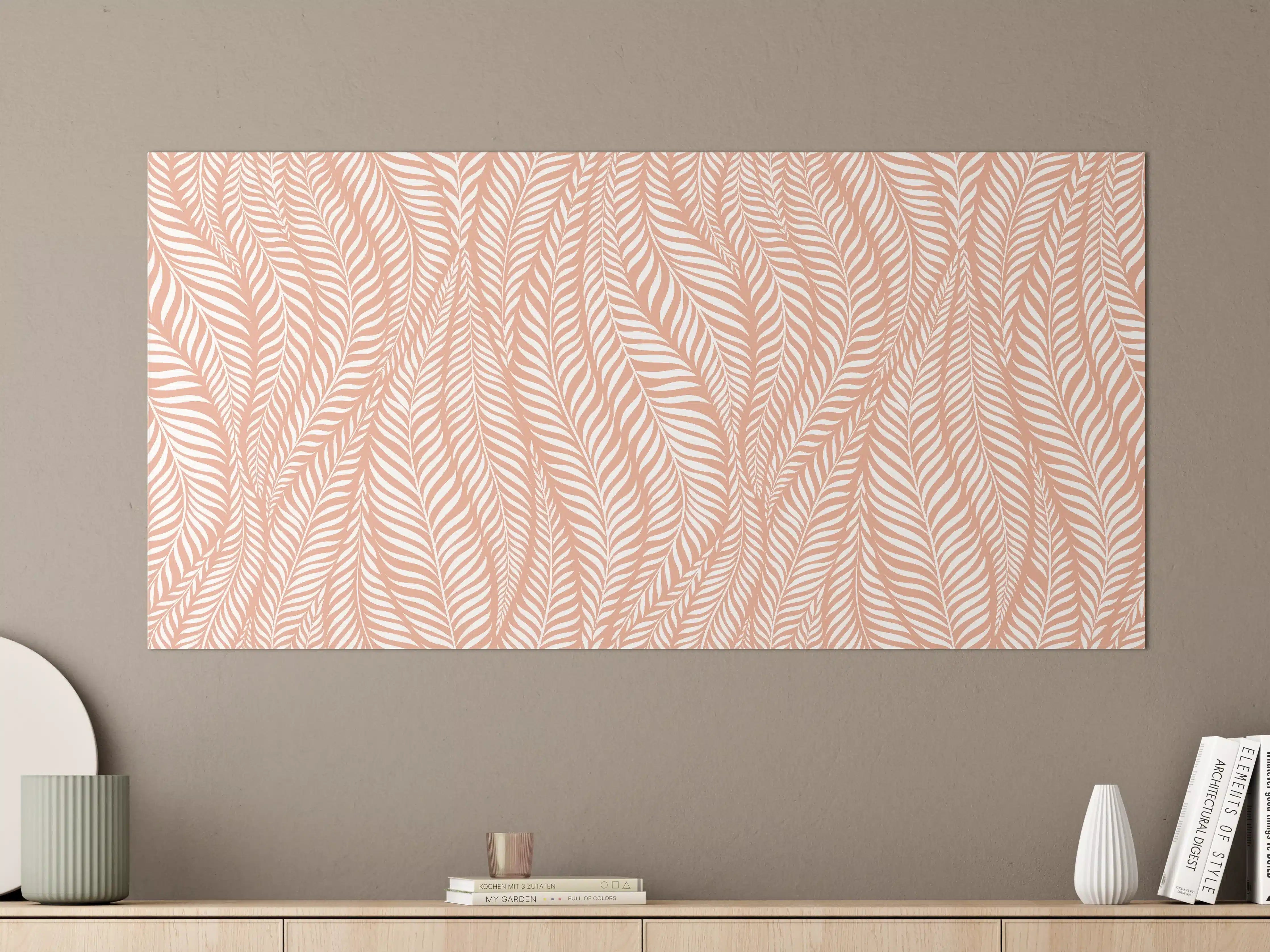 Große Wandbilder - Pflegeleichter Pfauenfeder-Print in Nude-Tönen