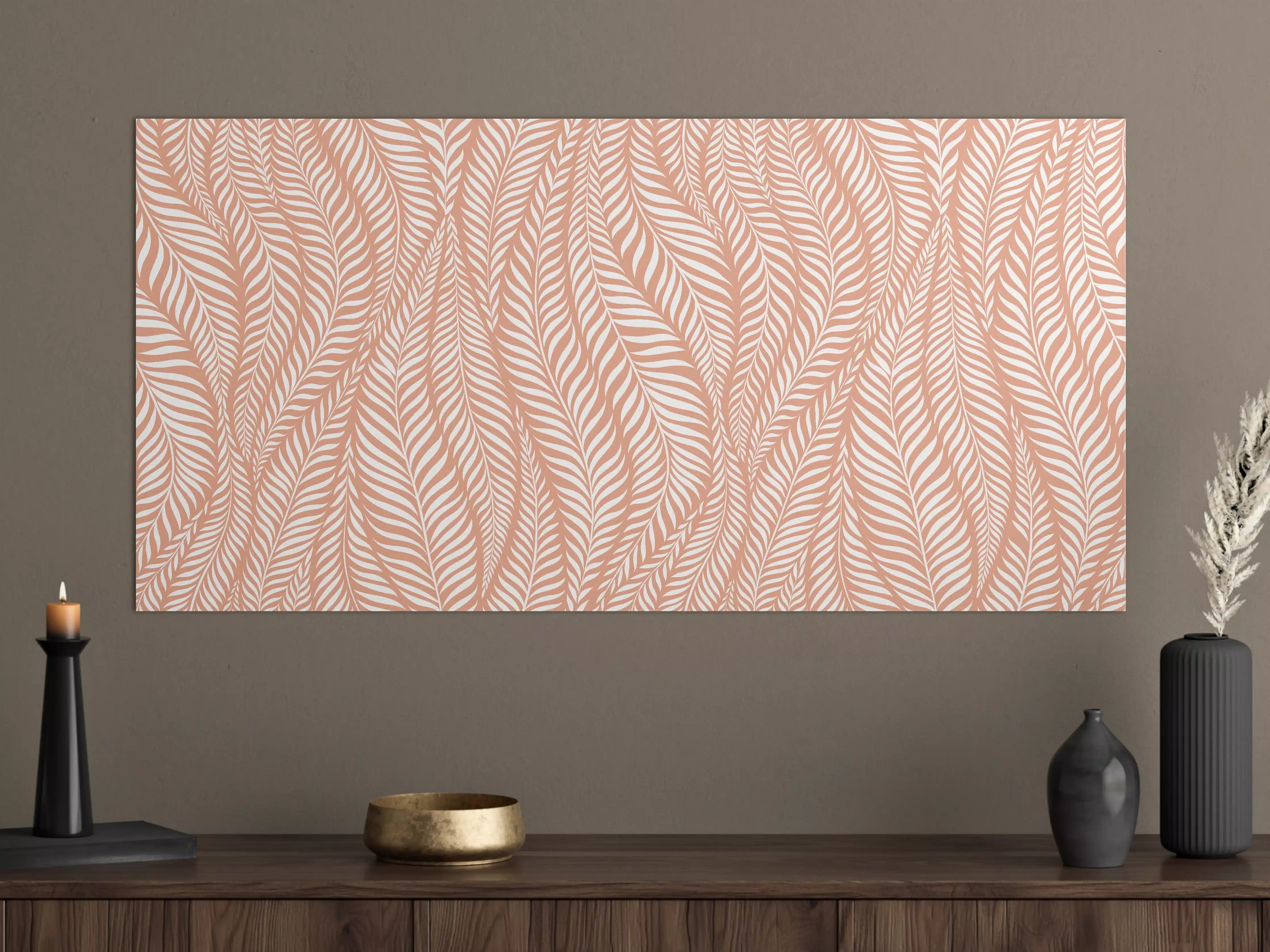 Große Wandbilder - Pflegeleichter Pfauenfeder-Print in Nude-Tönen