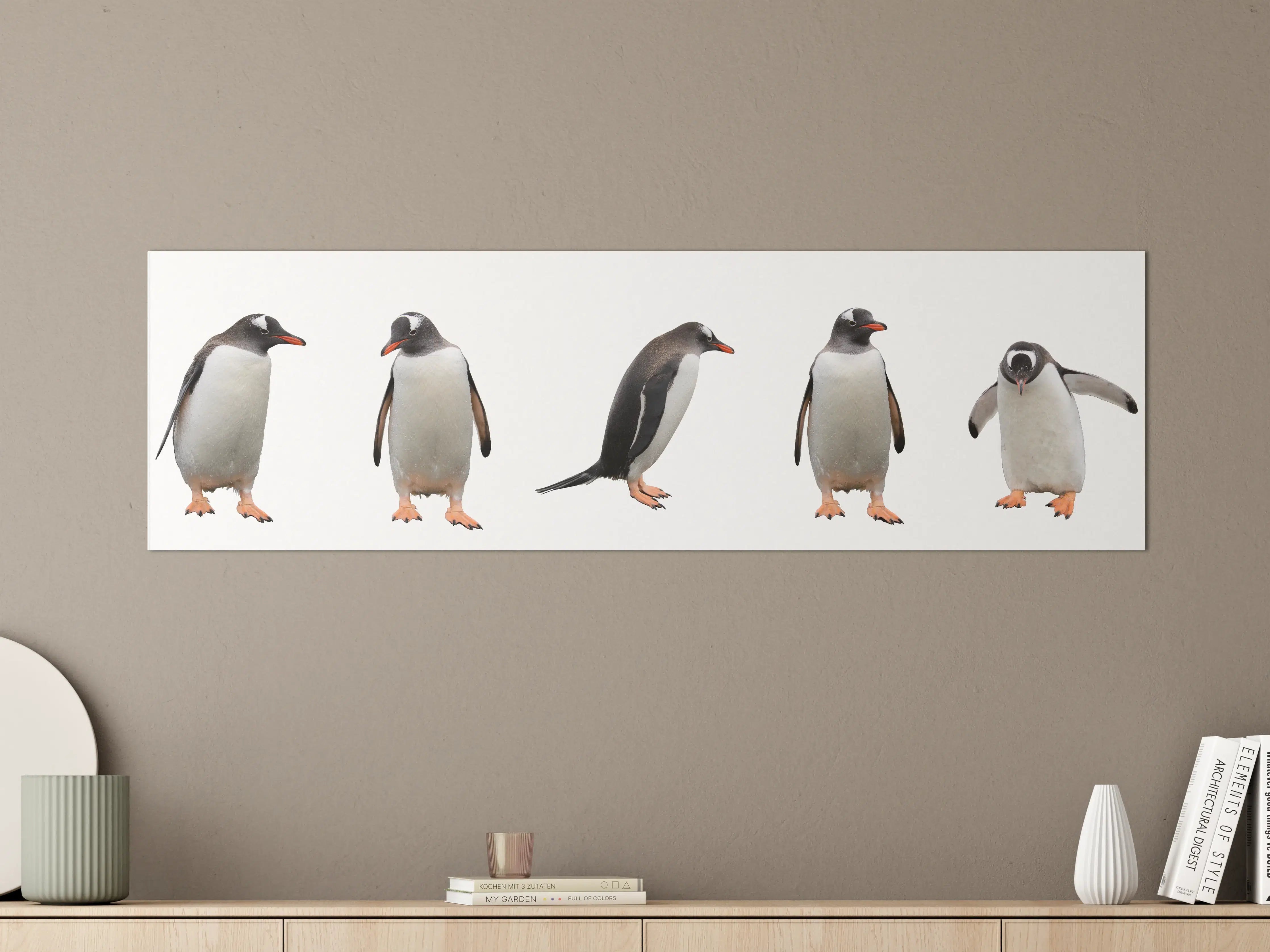 Große Wandbilder - Pinguine auf weißem Hintergrund