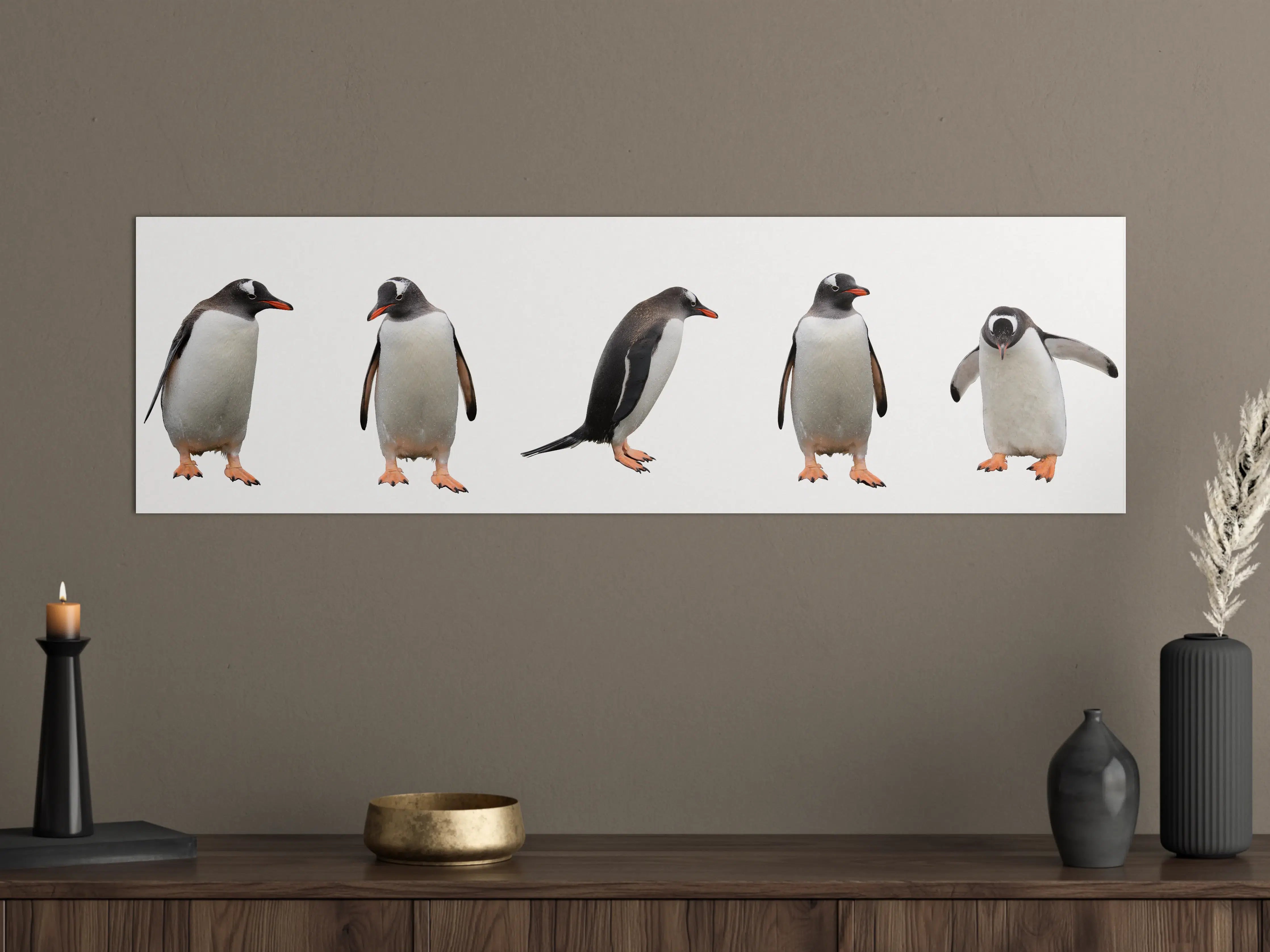 Große Wandbilder - Pinguine auf weißem Hintergrund