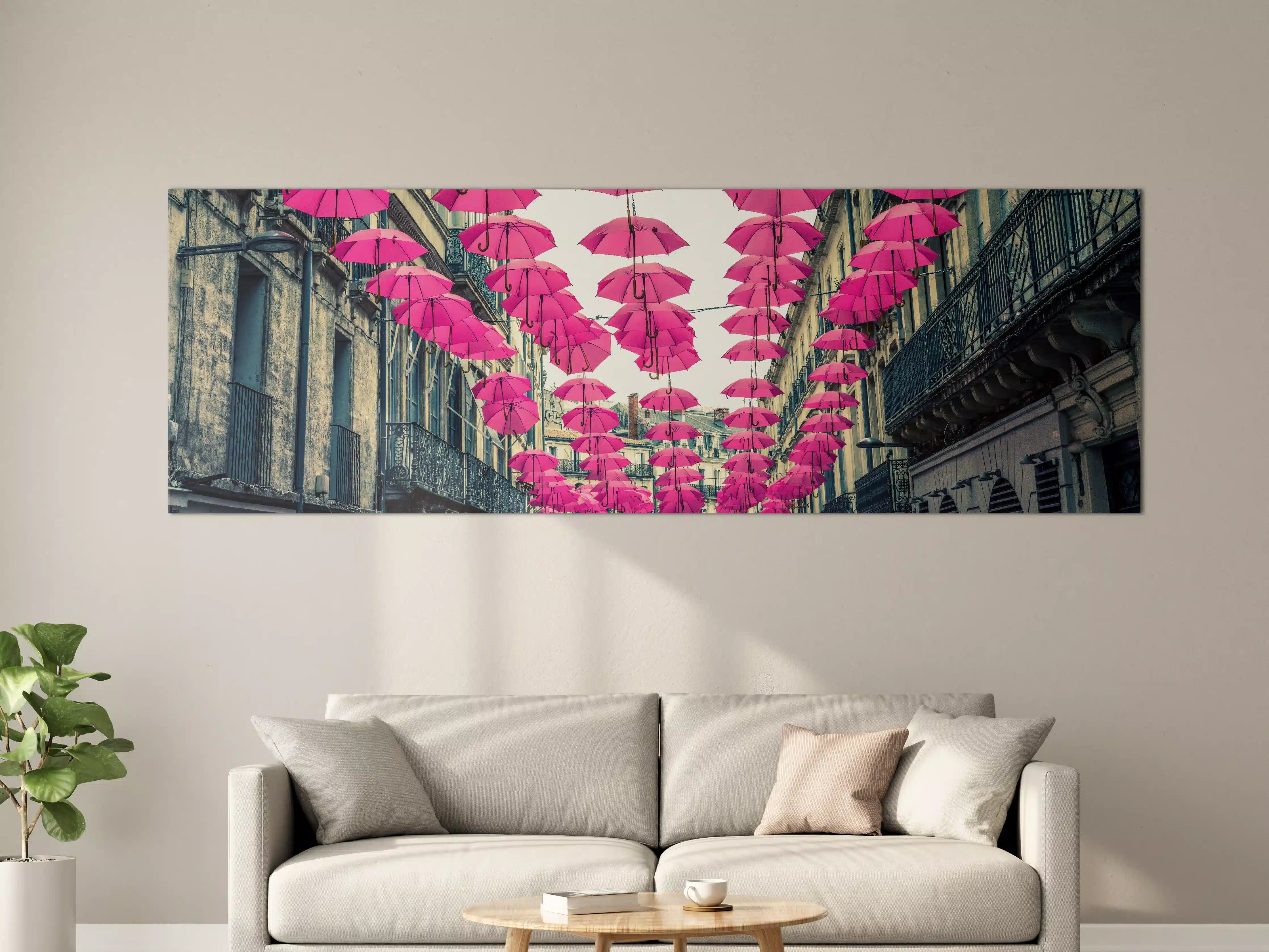 Große Wandbilder - Pinke Schirme Straßendekoration