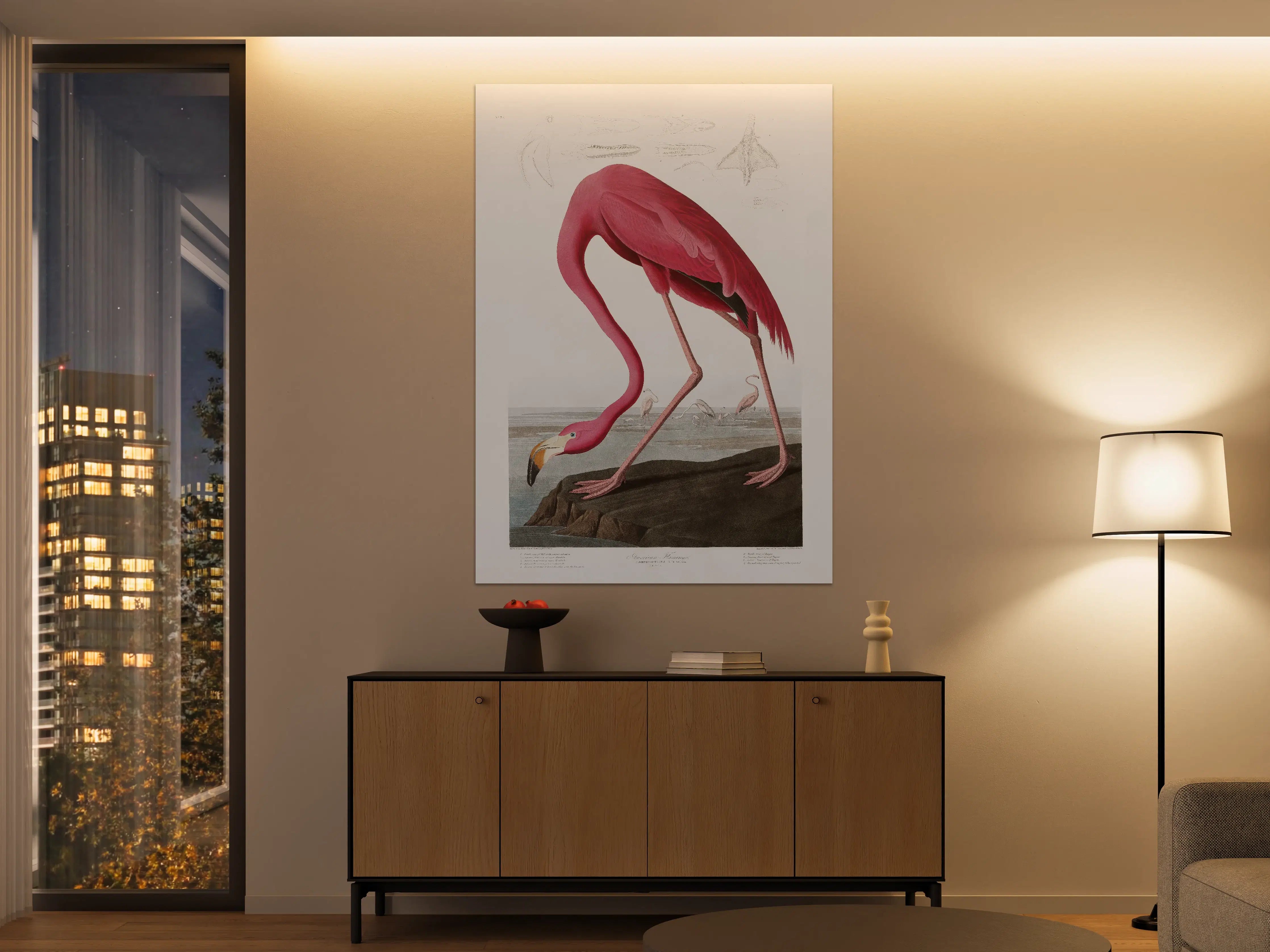 Große Wandbilder - Pinker Flamingo - John James Audubon