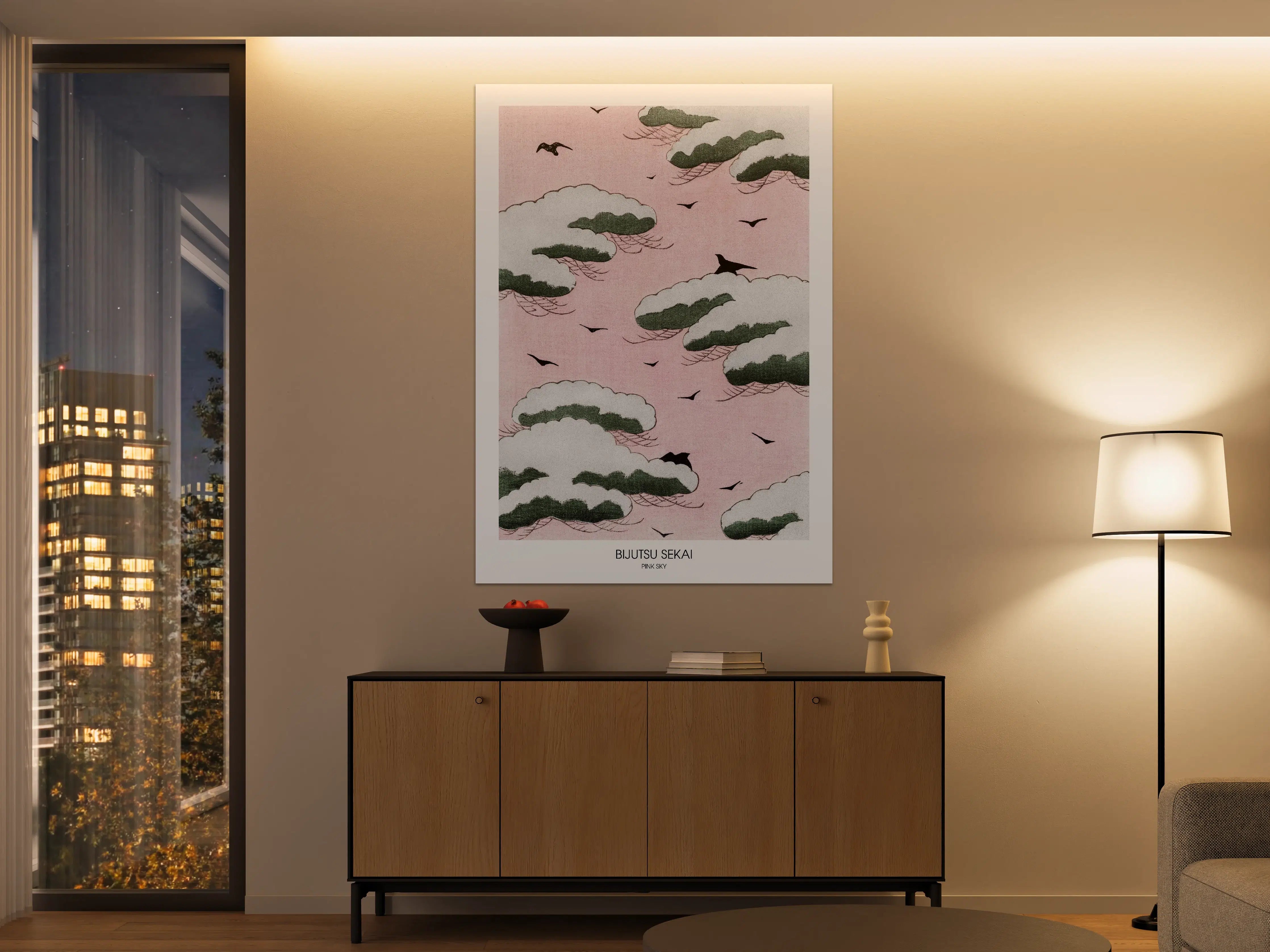 Große Wandbilder - Pinker Himmel "Bijutsu Sekai"