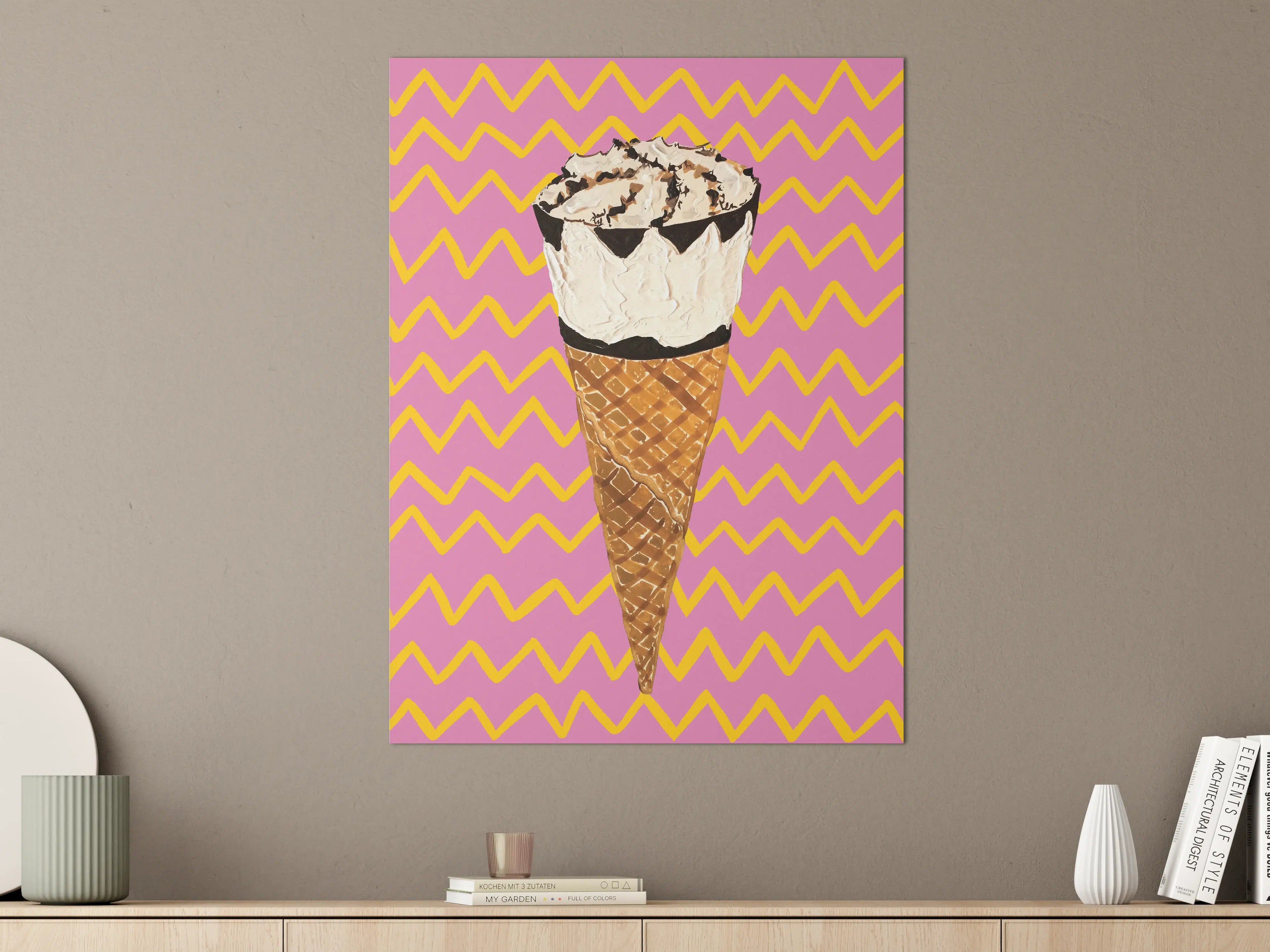 Große Wandbilder - Pinkes Cornetto Eis - Gemälde