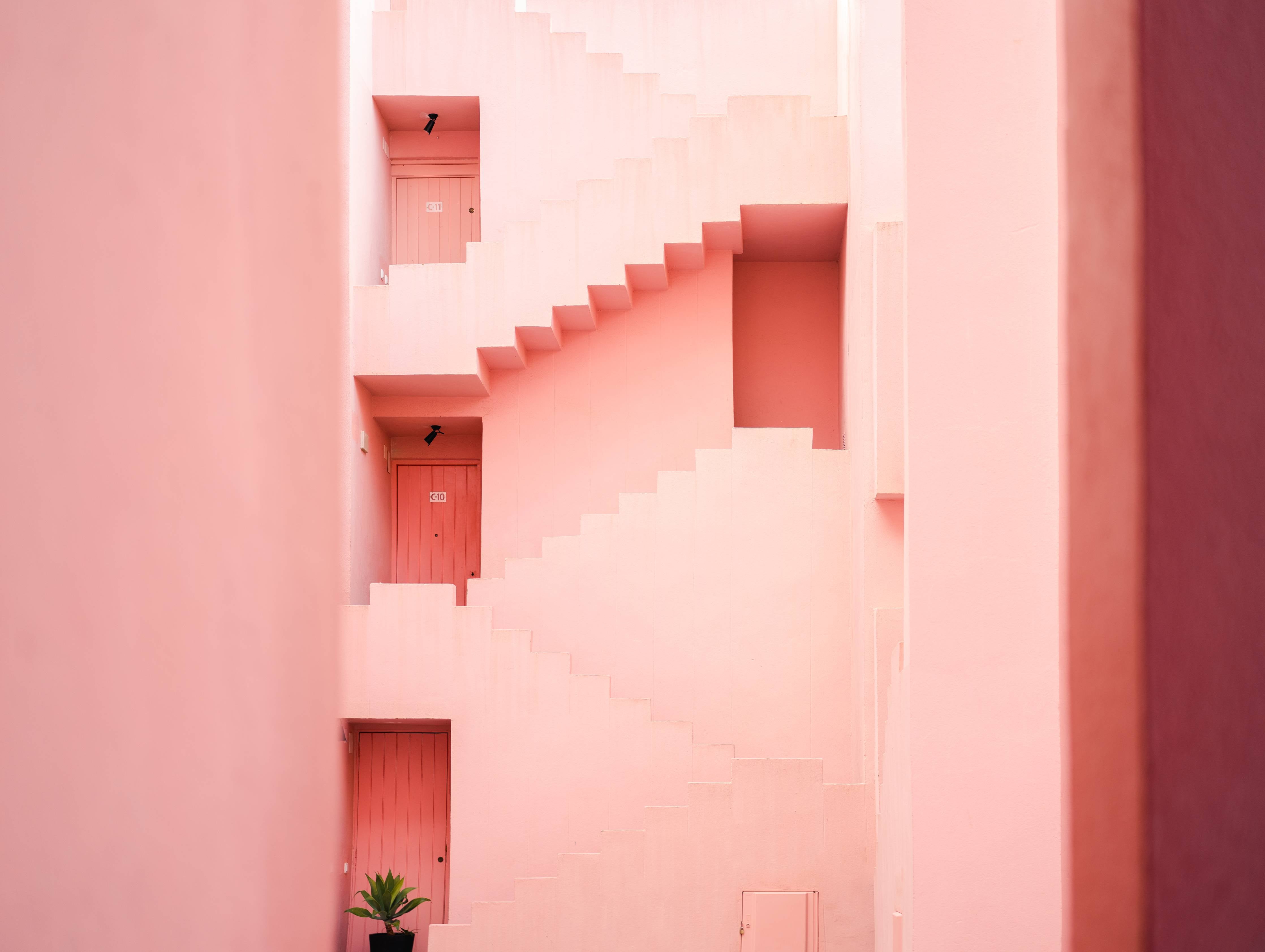 Große Wandbilder-Pinkfarbene Architektur Spaniens