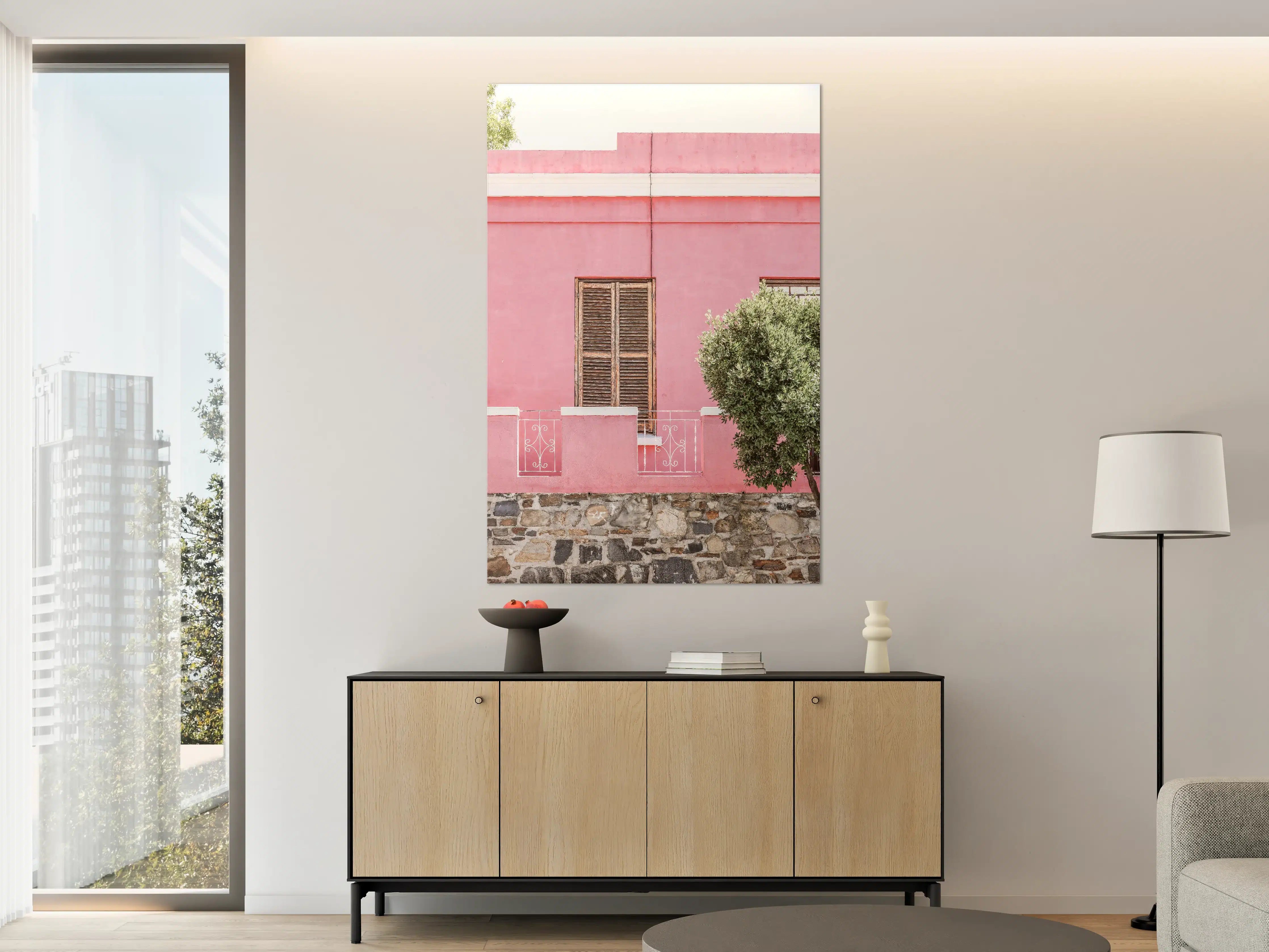 Große Wandbilder - Pinkfarbene Hausfassade Urban