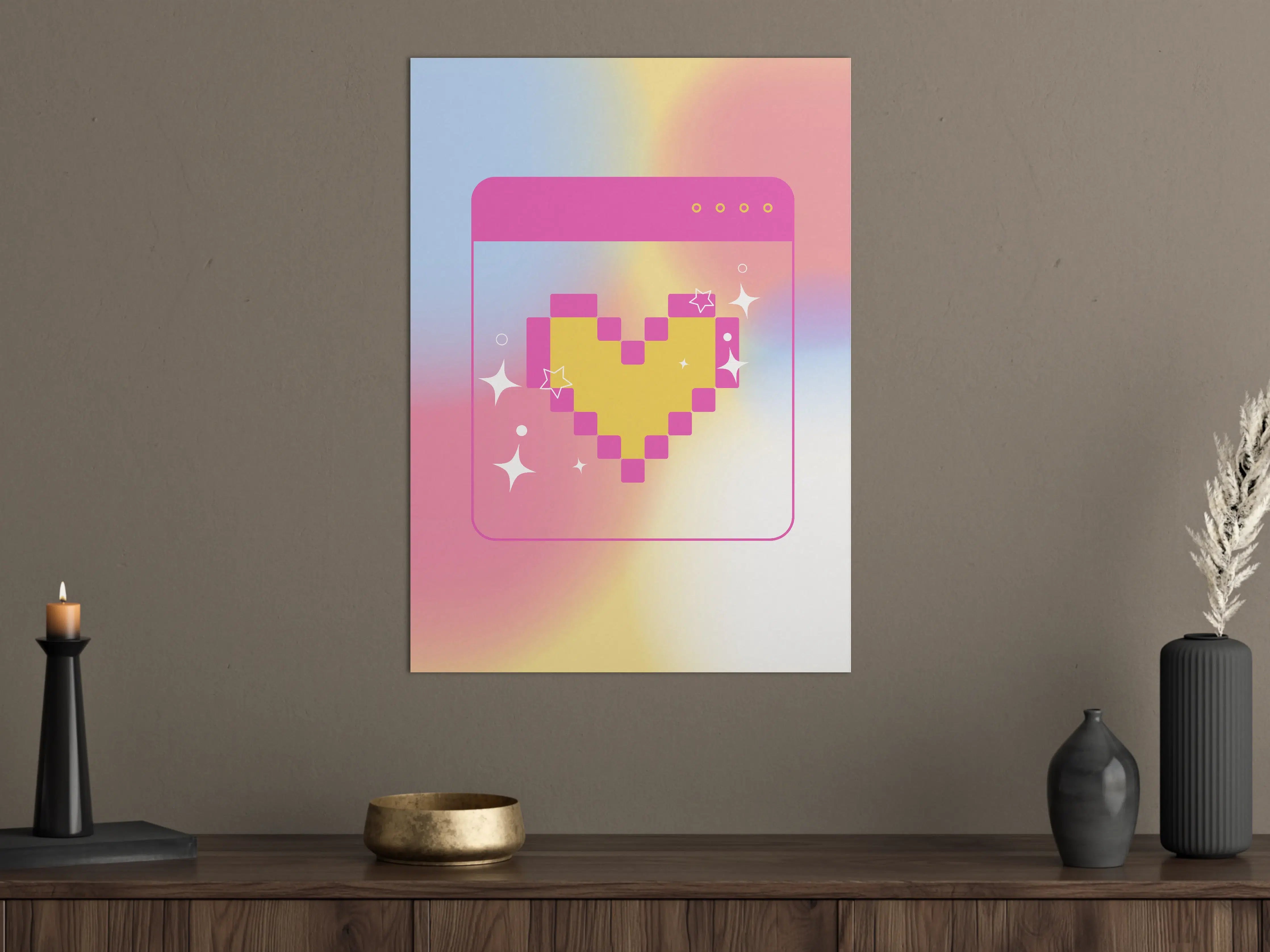 Große Wandbilder - Pixelherz im Pastell-Design