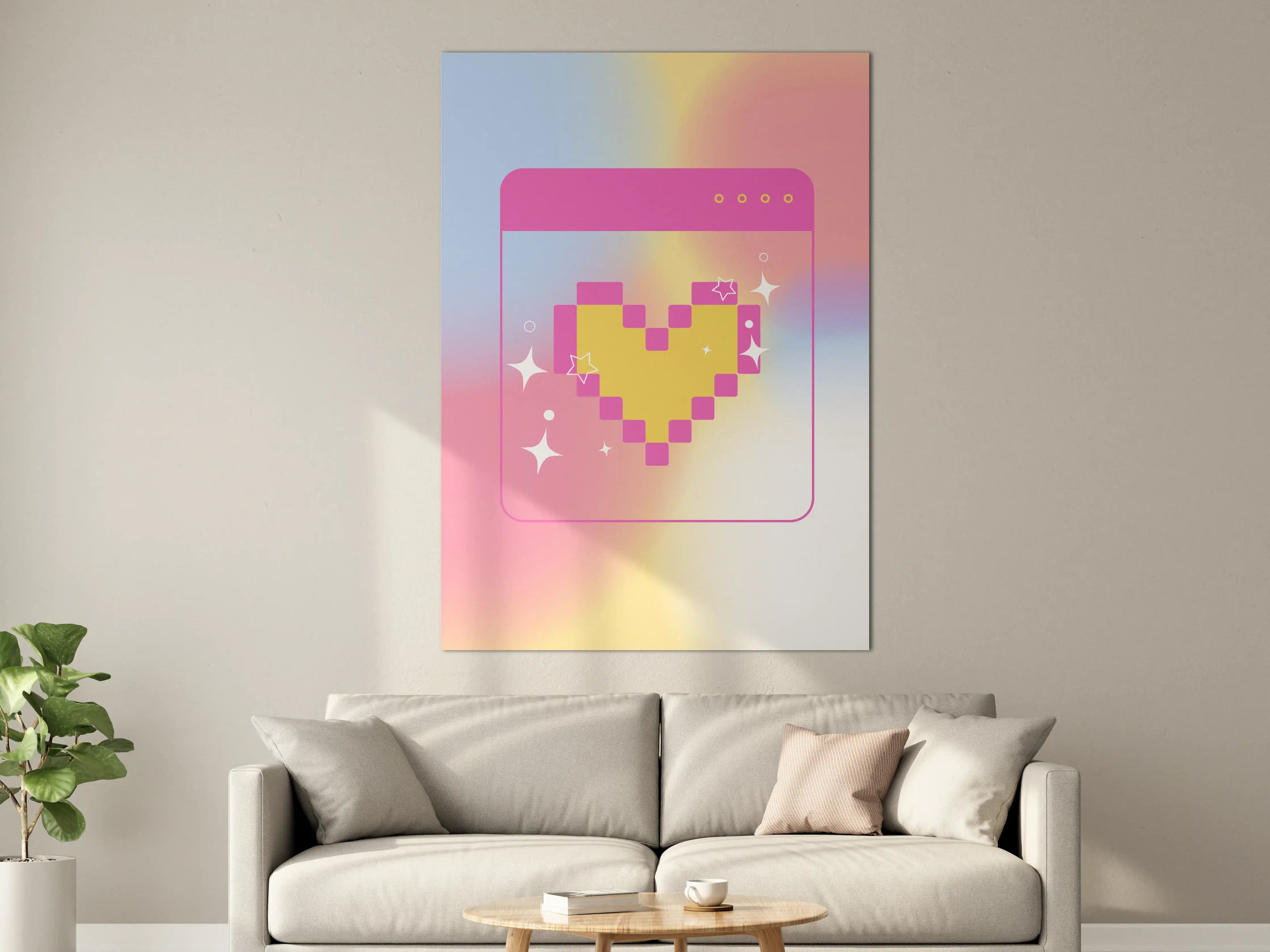 Große Wandbilder - Pixelherz im Pastell-Design