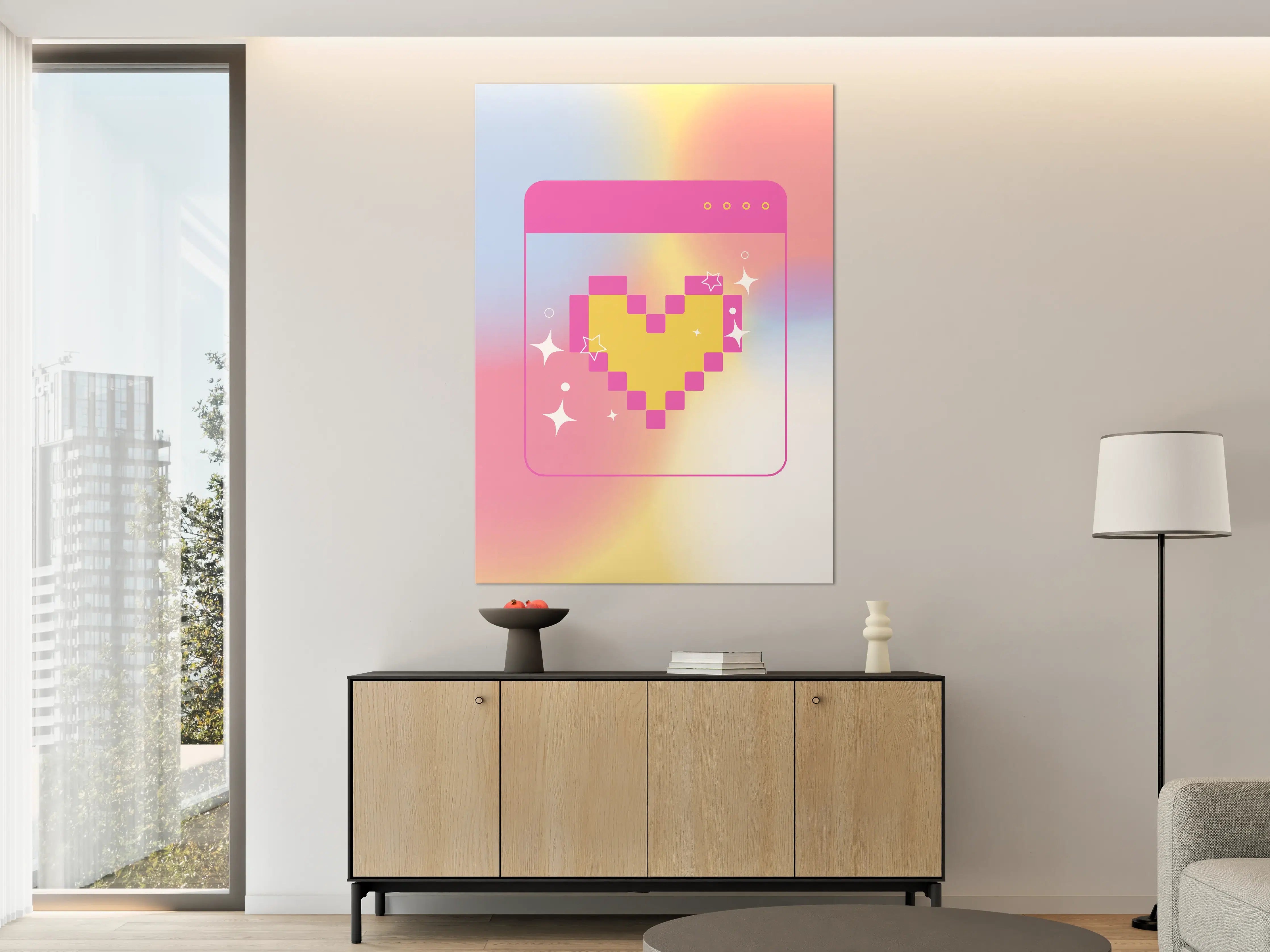 Große Wandbilder - Pixelherz im Pastell-Design