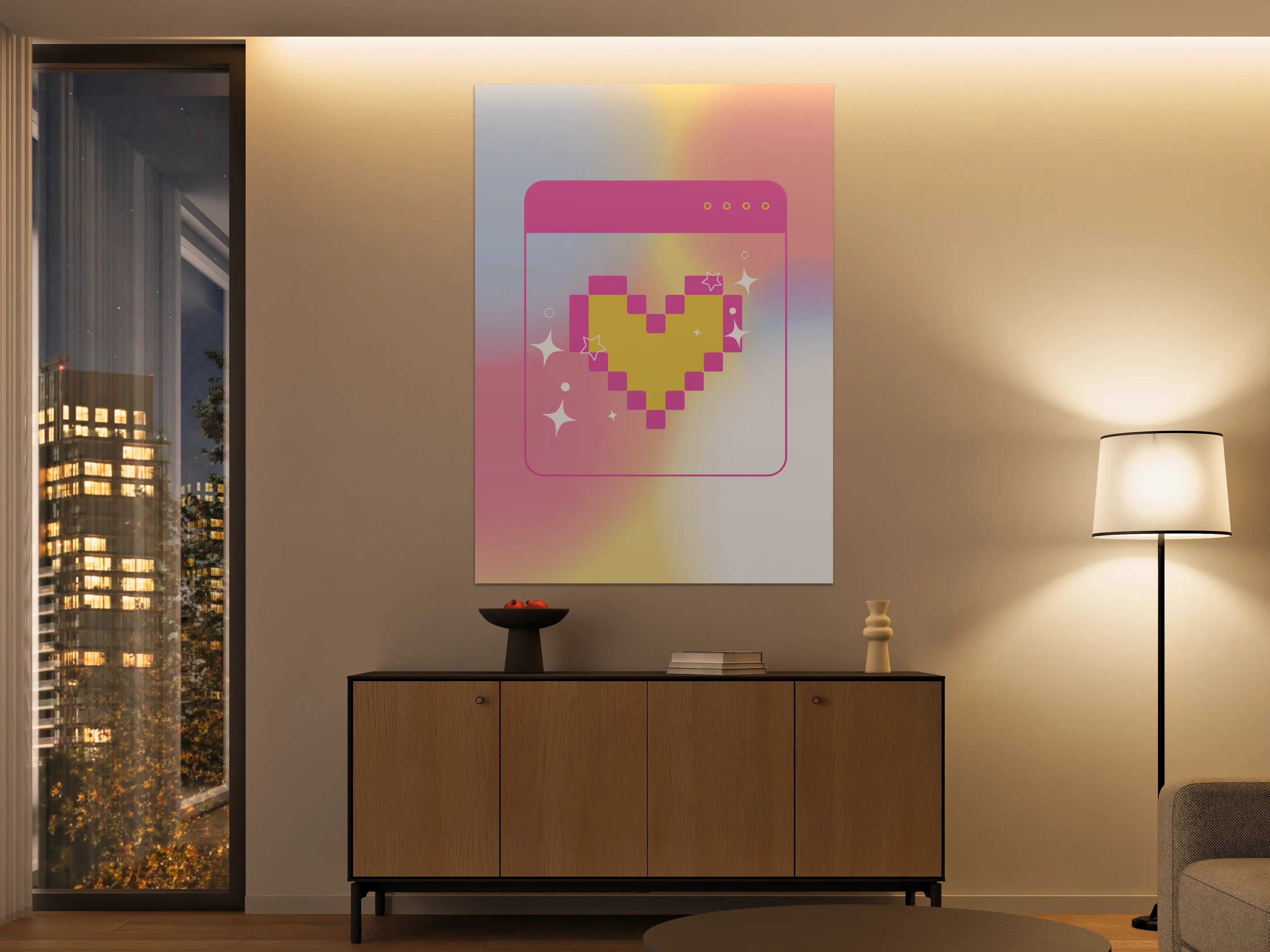 Große Wandbilder - Pixelherz im Pastell-Design