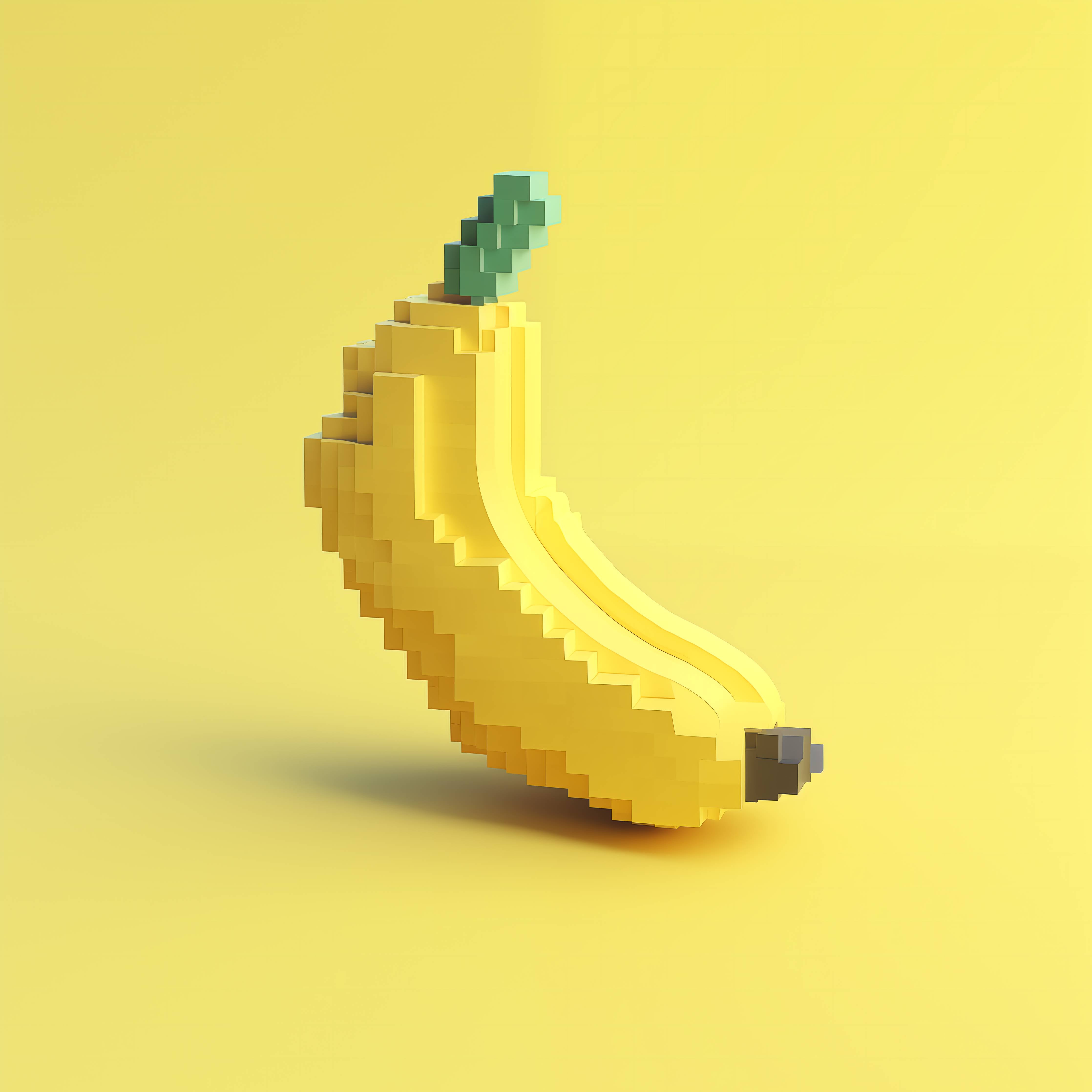 Große Wandbilder-Pixeliges Bananenbild in Gelb