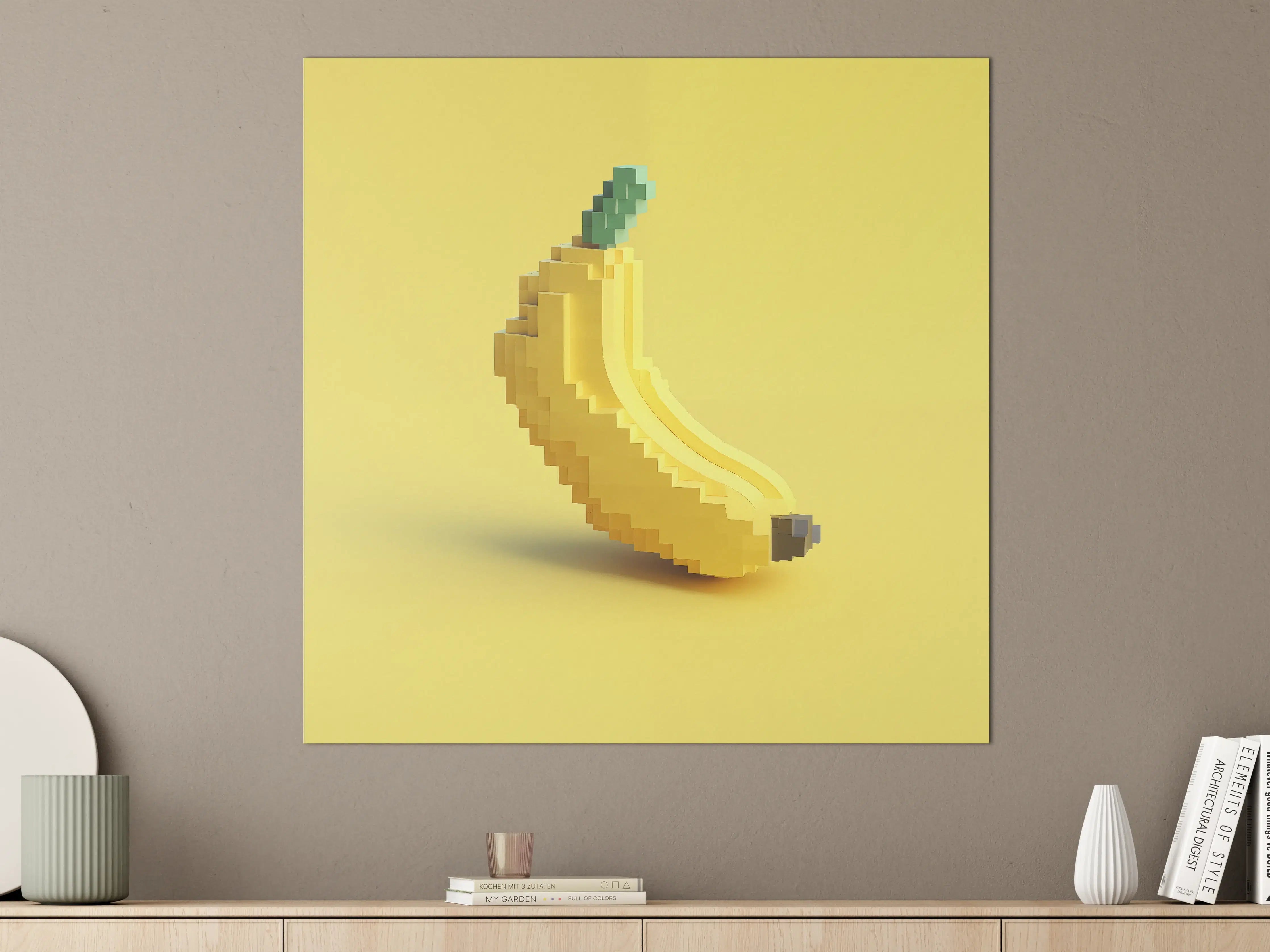 Große Wandbilder - Pixeliges Bananenbild in Gelb