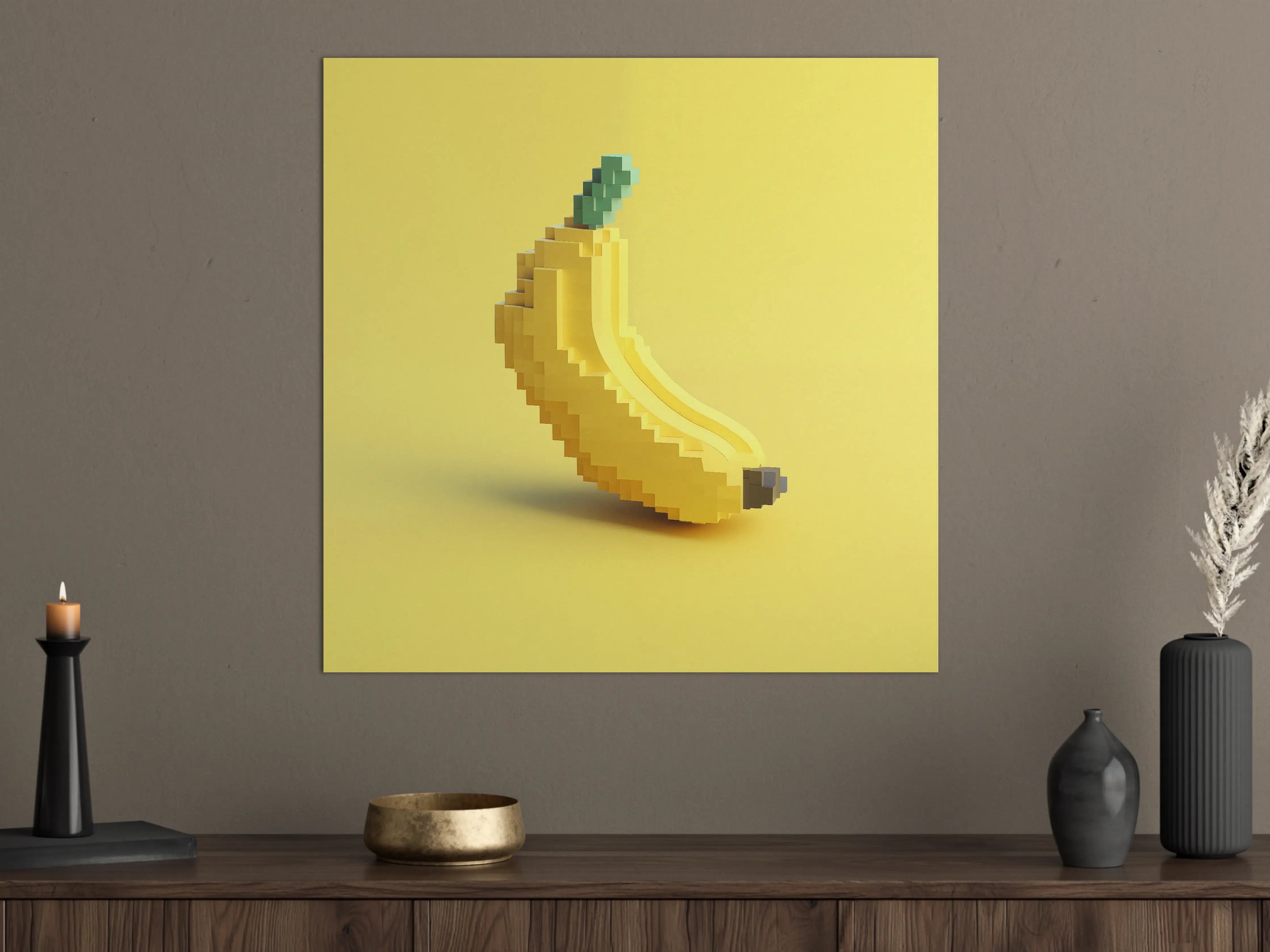 Große Wandbilder - Pixeliges Bananenbild in Gelb