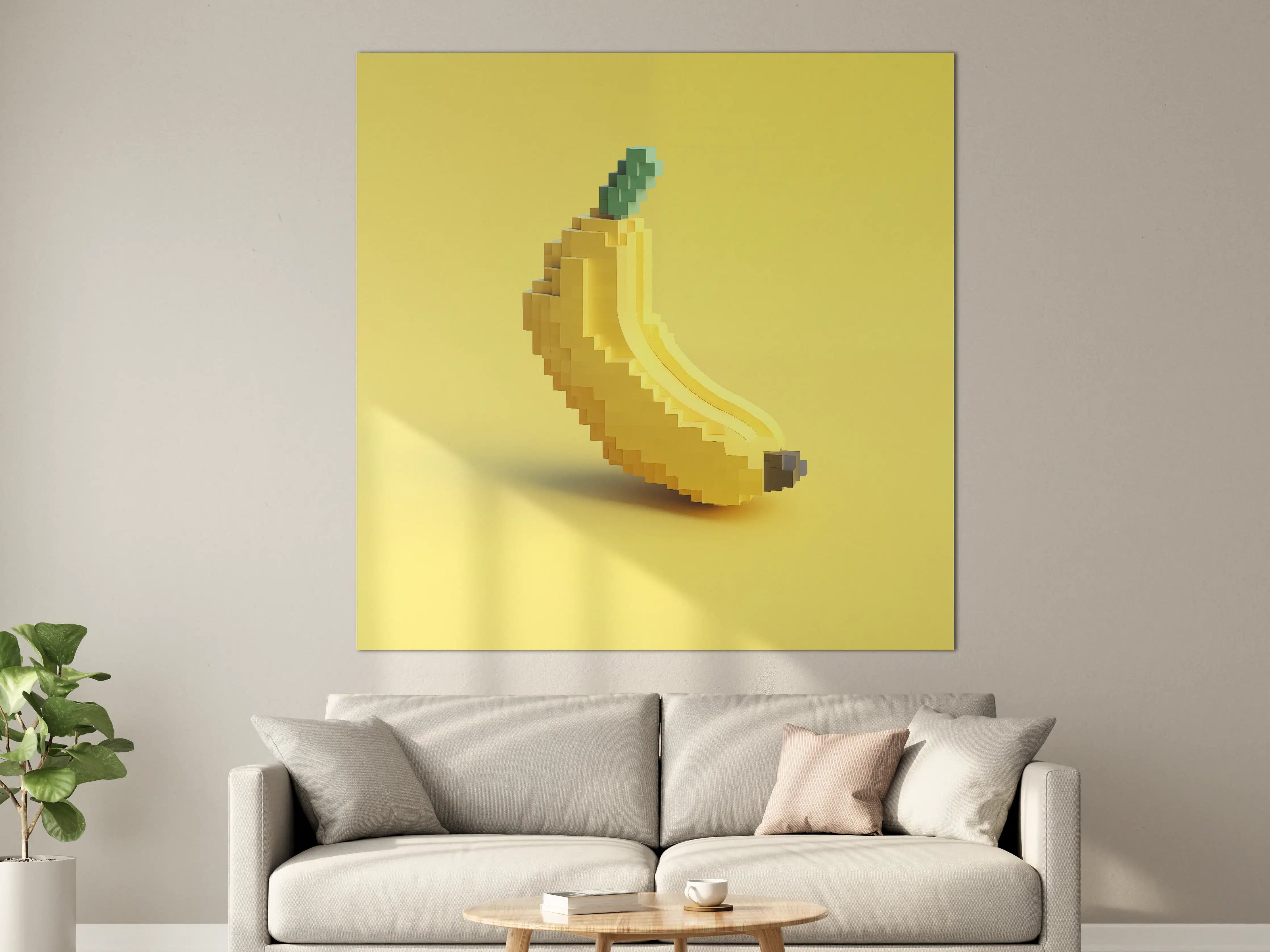 Große Wandbilder - Pixeliges Bananenbild in Gelb