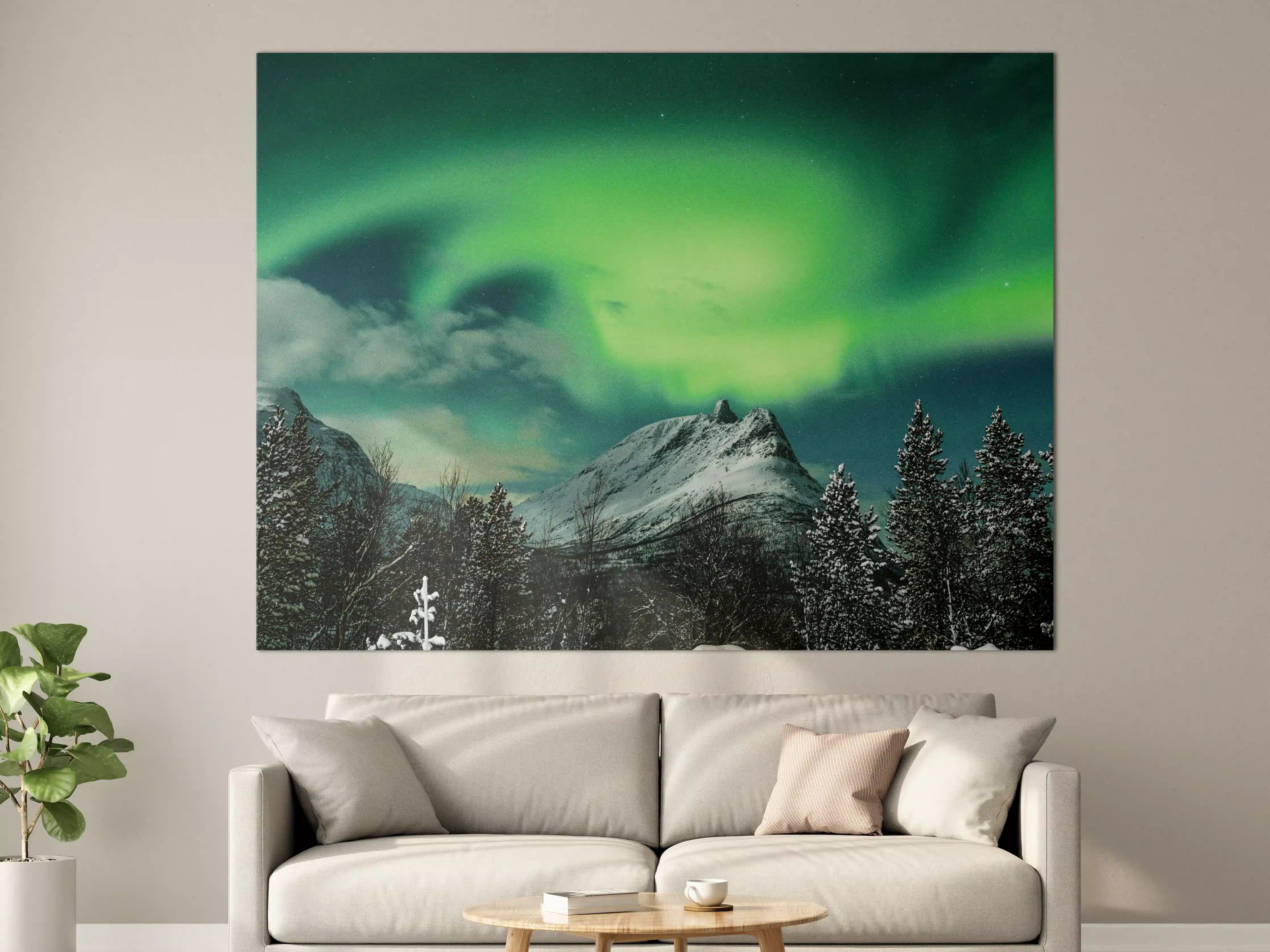 Große Wandbilder - Polarlichter über Berg in Nordnorwegen