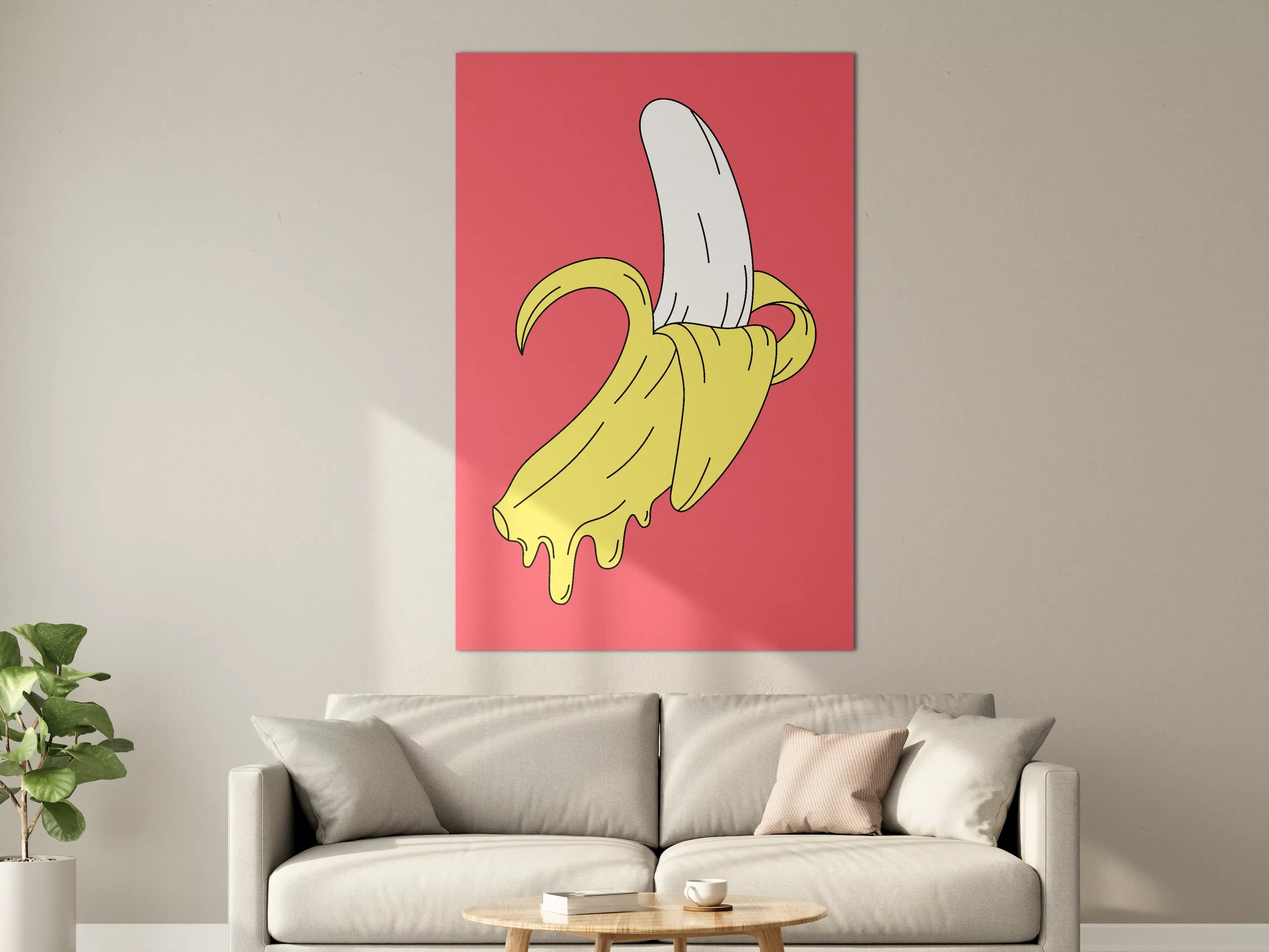 Große Wandbilder - Pop Art Banane mit peelendem Gelb