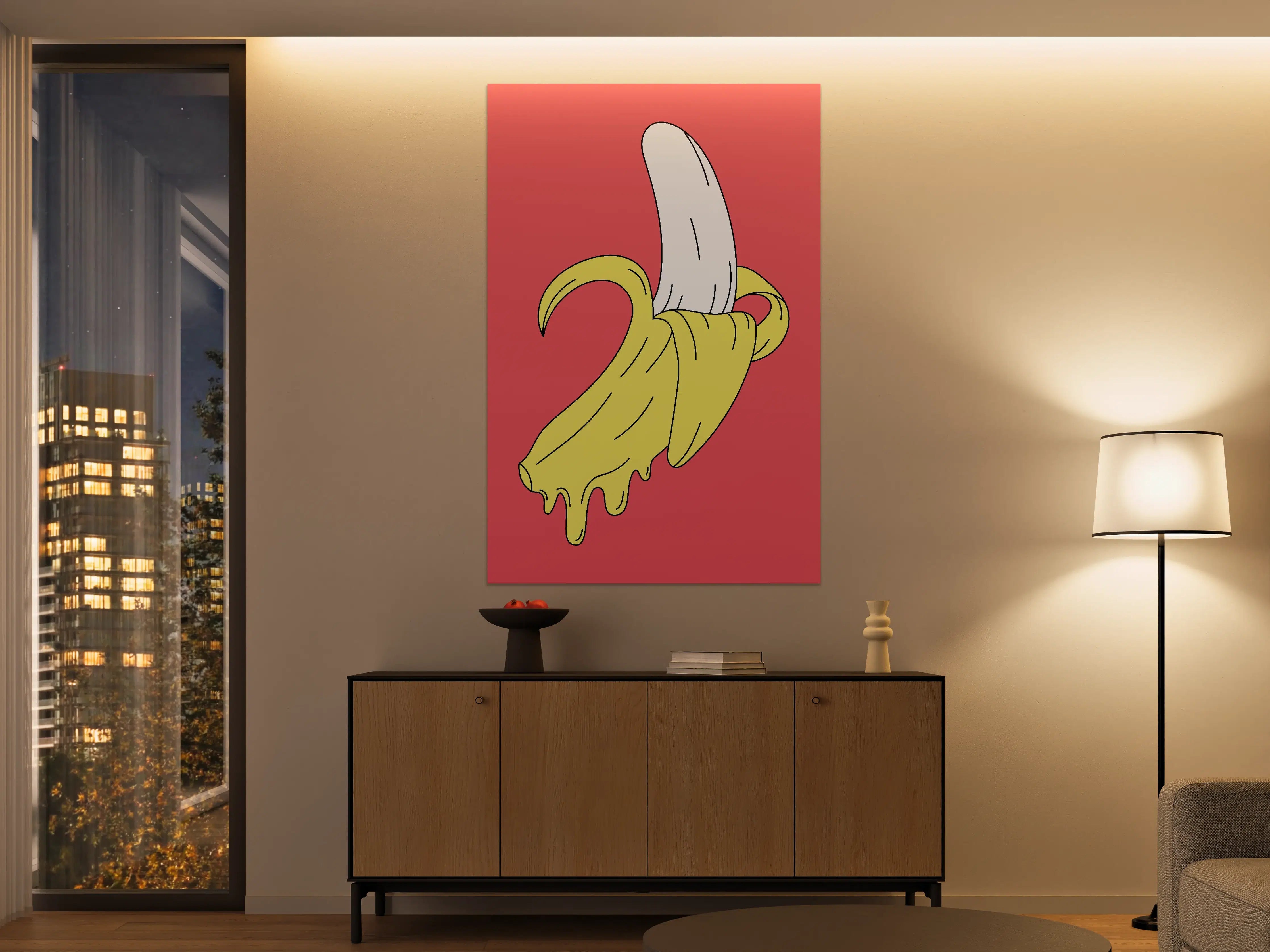 Große Wandbilder - Pop Art Banane mit peelendem Gelb