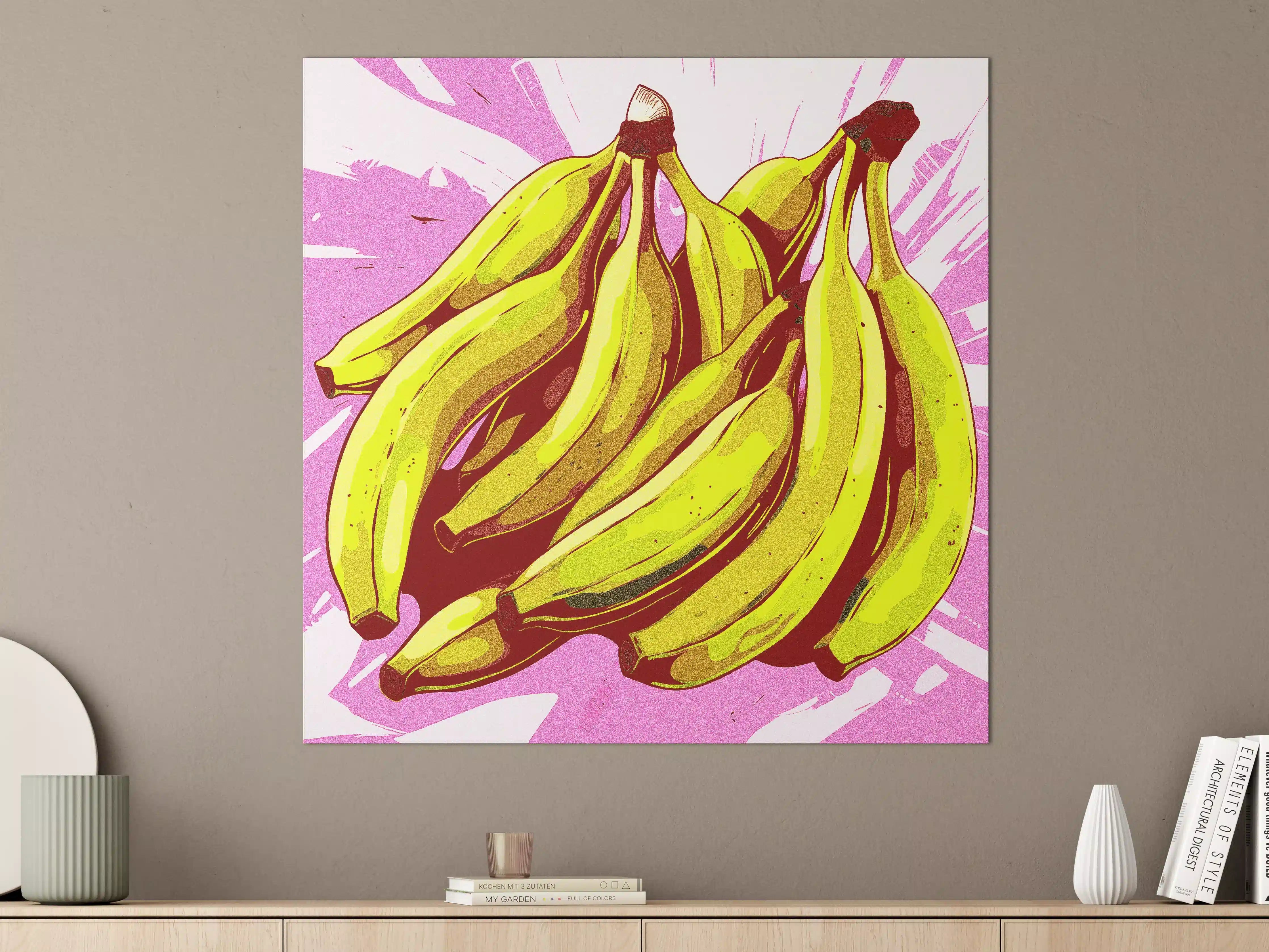 Große Wandbilder - Pop Art Bananen Illustration in Lebendigen Farben