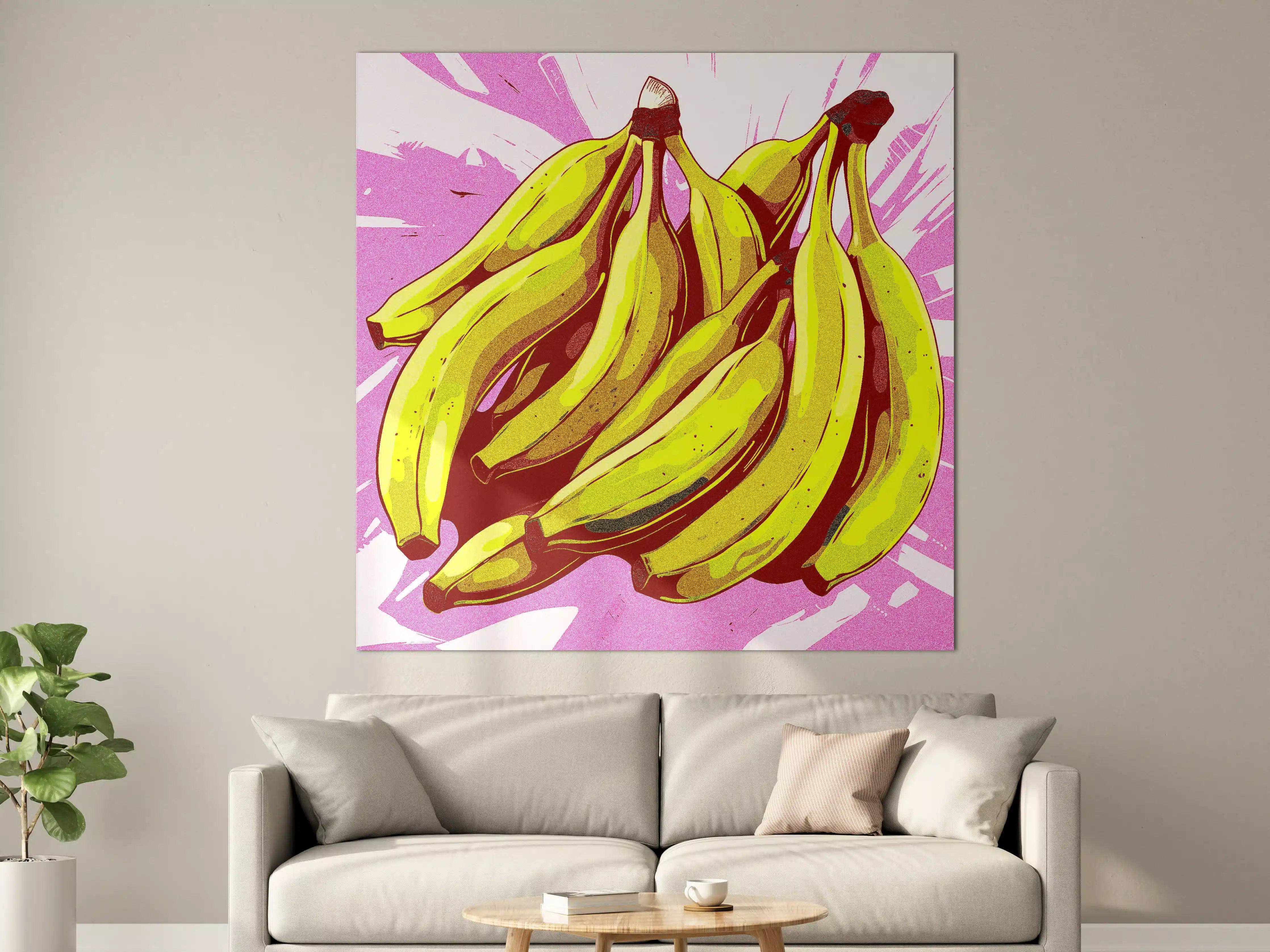 Große Wandbilder - Pop Art Bananen Illustration in Lebendigen Farben