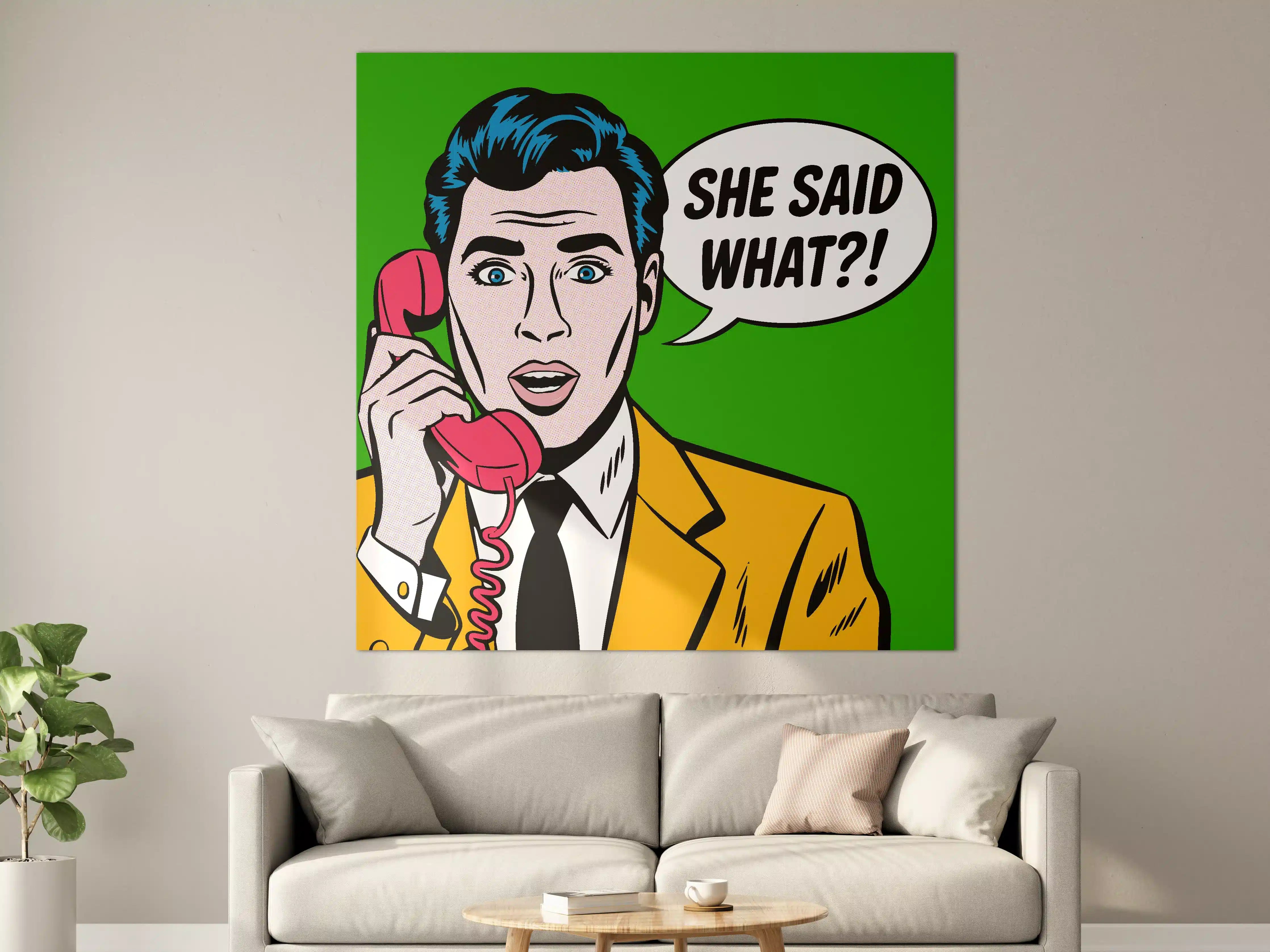 Große Wandbilder - Pop Art Frau am Telefon mit Sprechblase