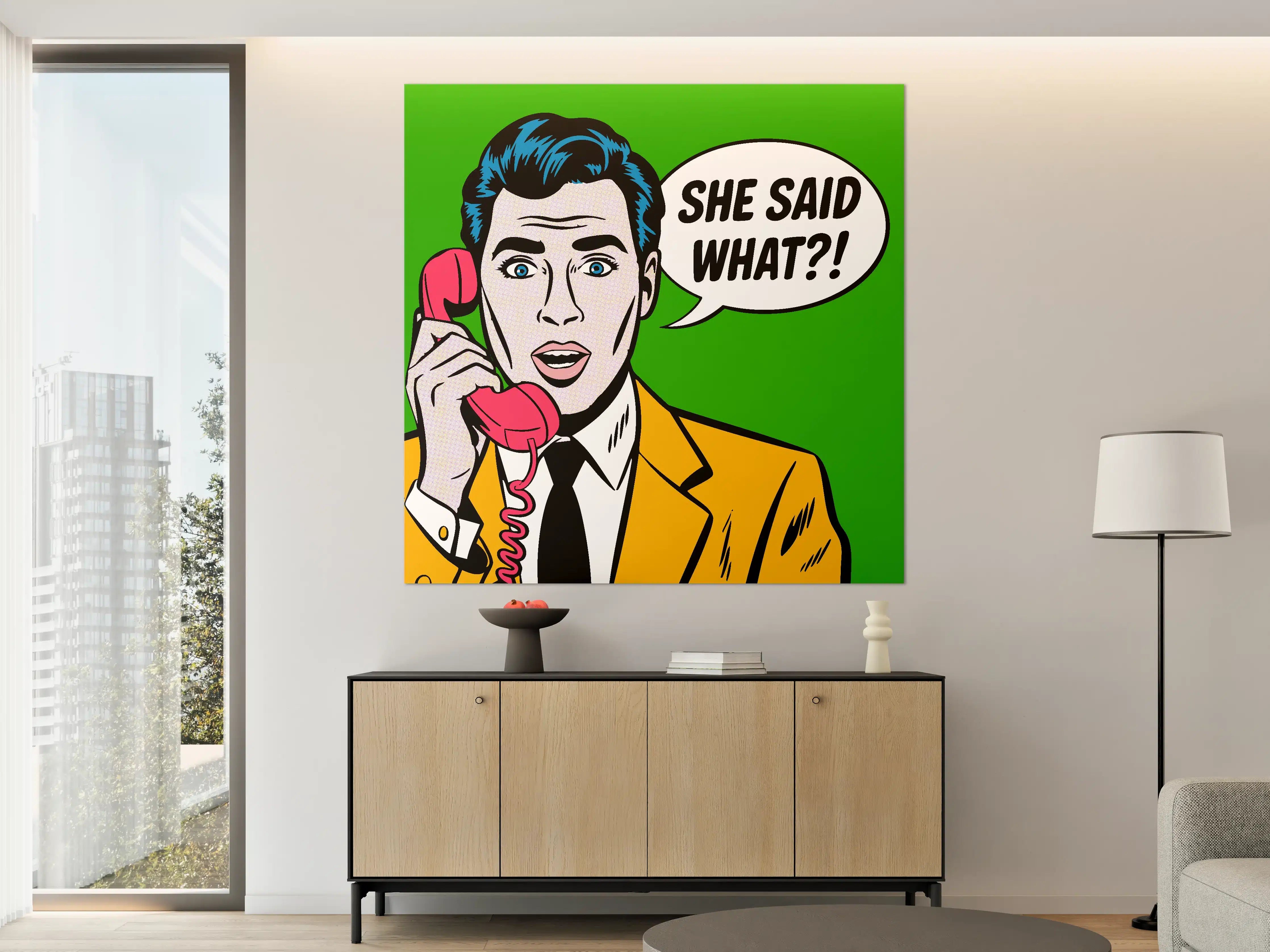 Große Wandbilder - Pop Art Frau am Telefon mit Sprechblase