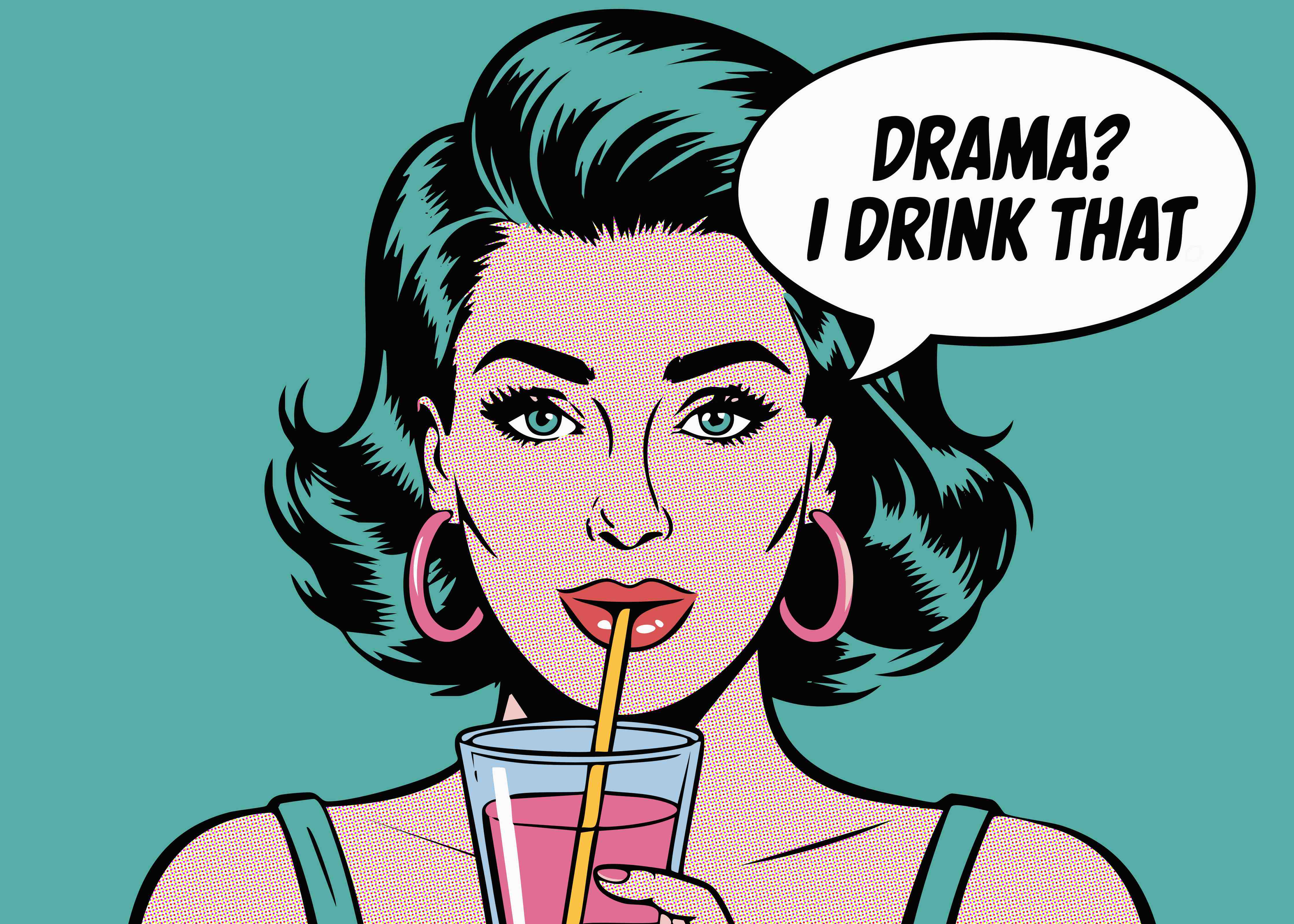 Große Wandbilder-Pop Art Frau mit Drink