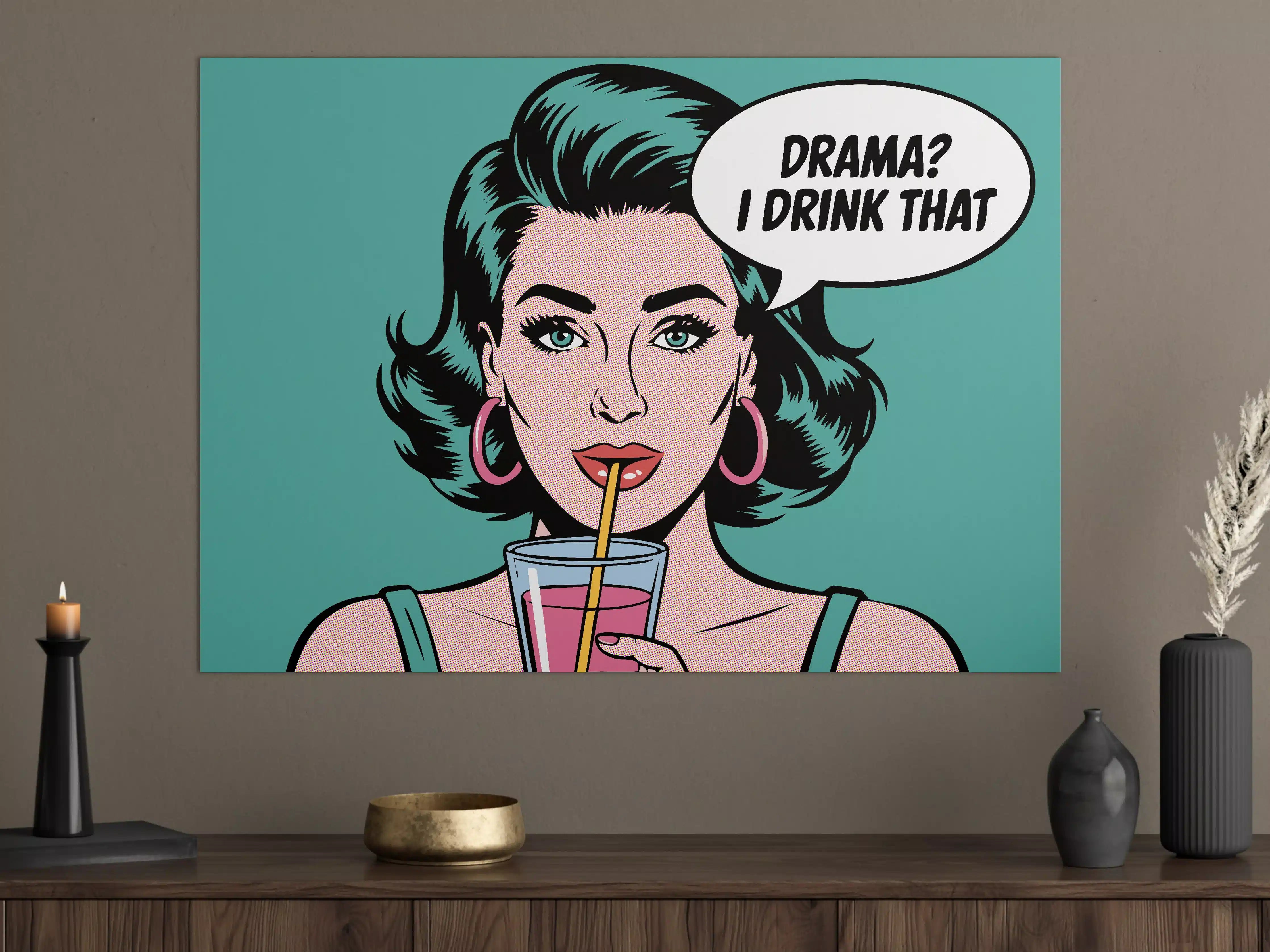 Große Wandbilder - Pop Art Frau mit Drink