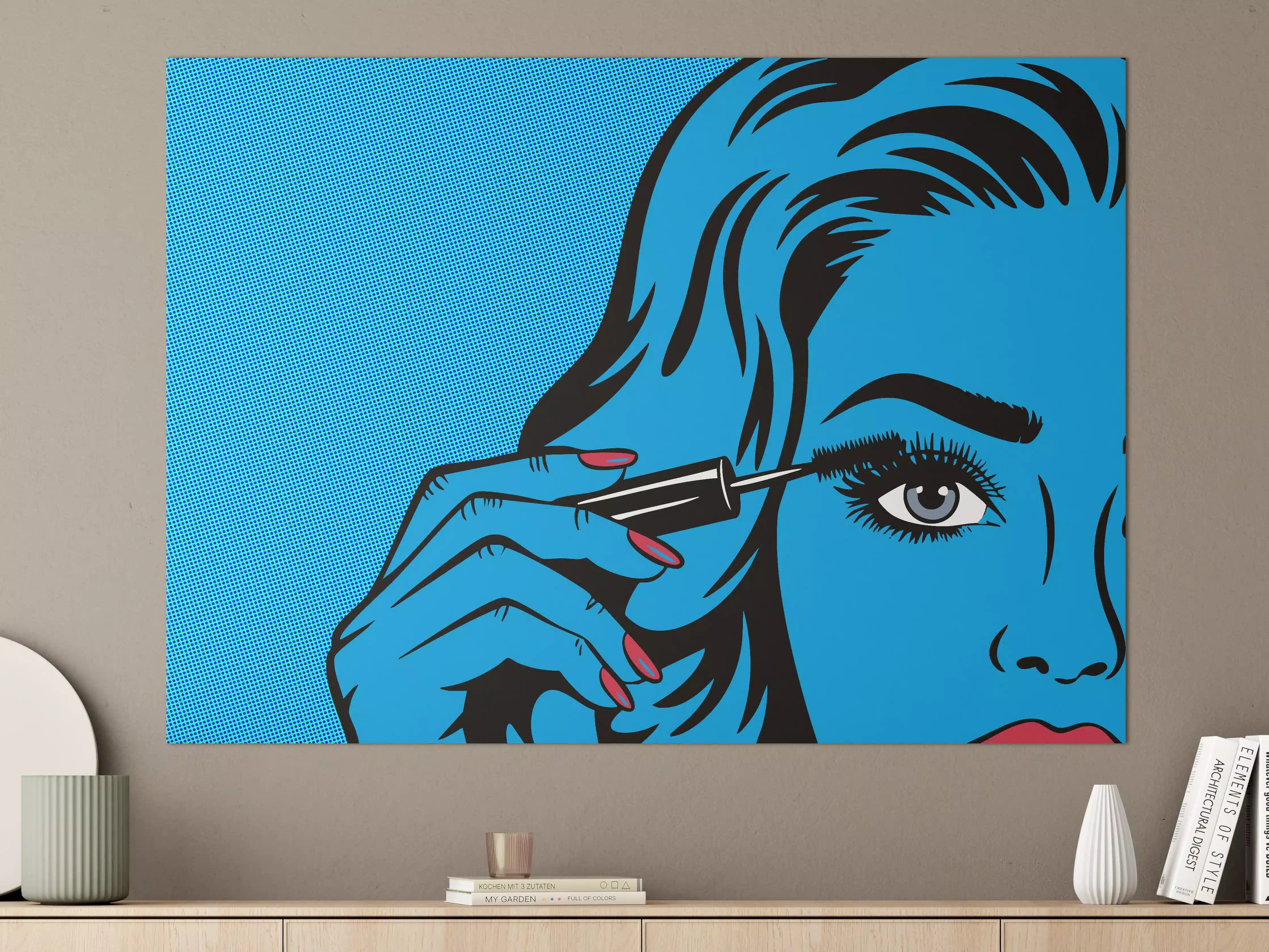 Große Wandbilder - Pop Art Frau mit Make-up-Pinsel