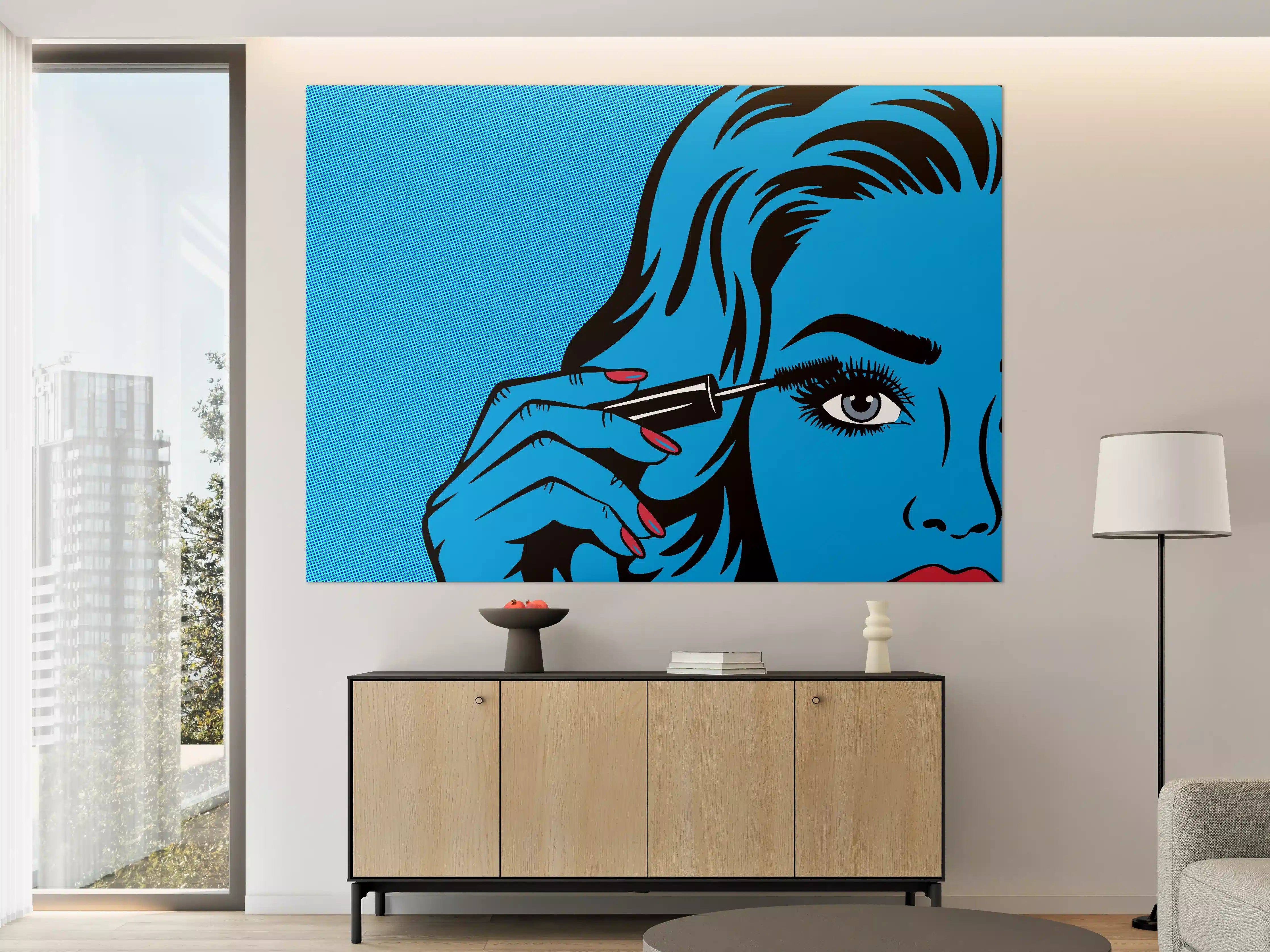 Große Wandbilder - Pop Art Frau mit Make-up-Pinsel