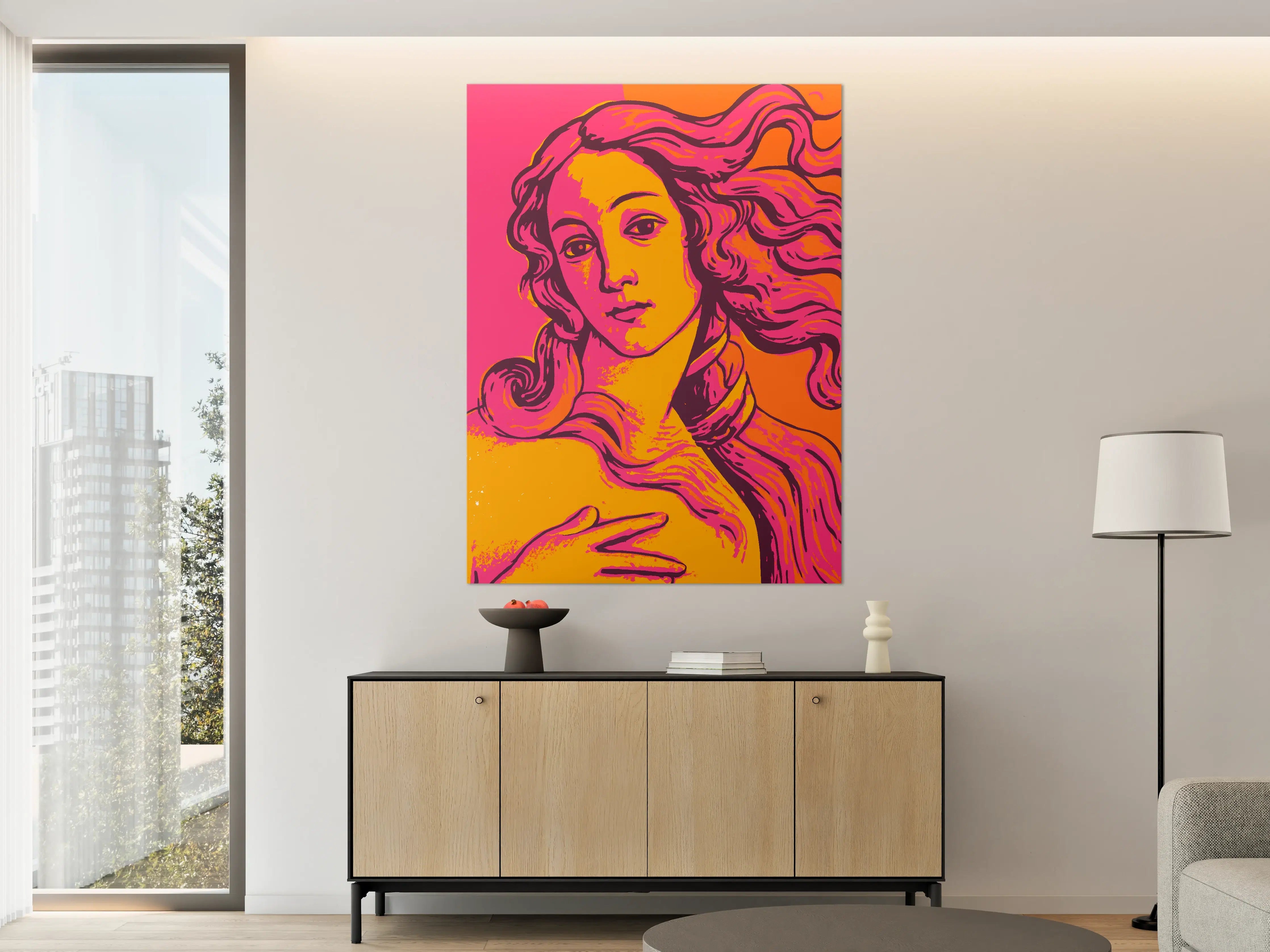 Große Wandbilder - Pop-Art Frauenportrait mit lebendigen Farben