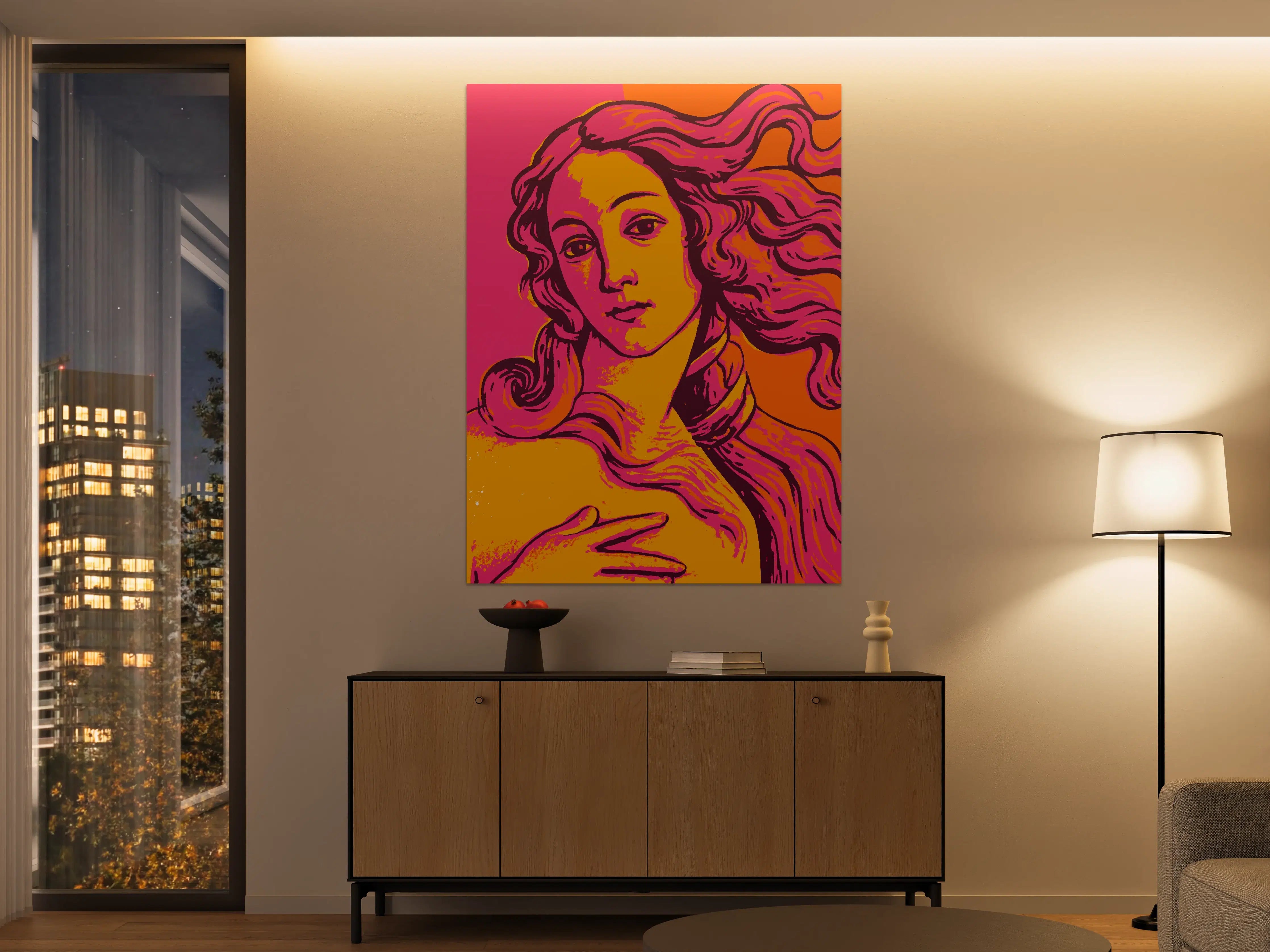 Große Wandbilder - Pop-Art Frauenportrait mit lebendigen Farben