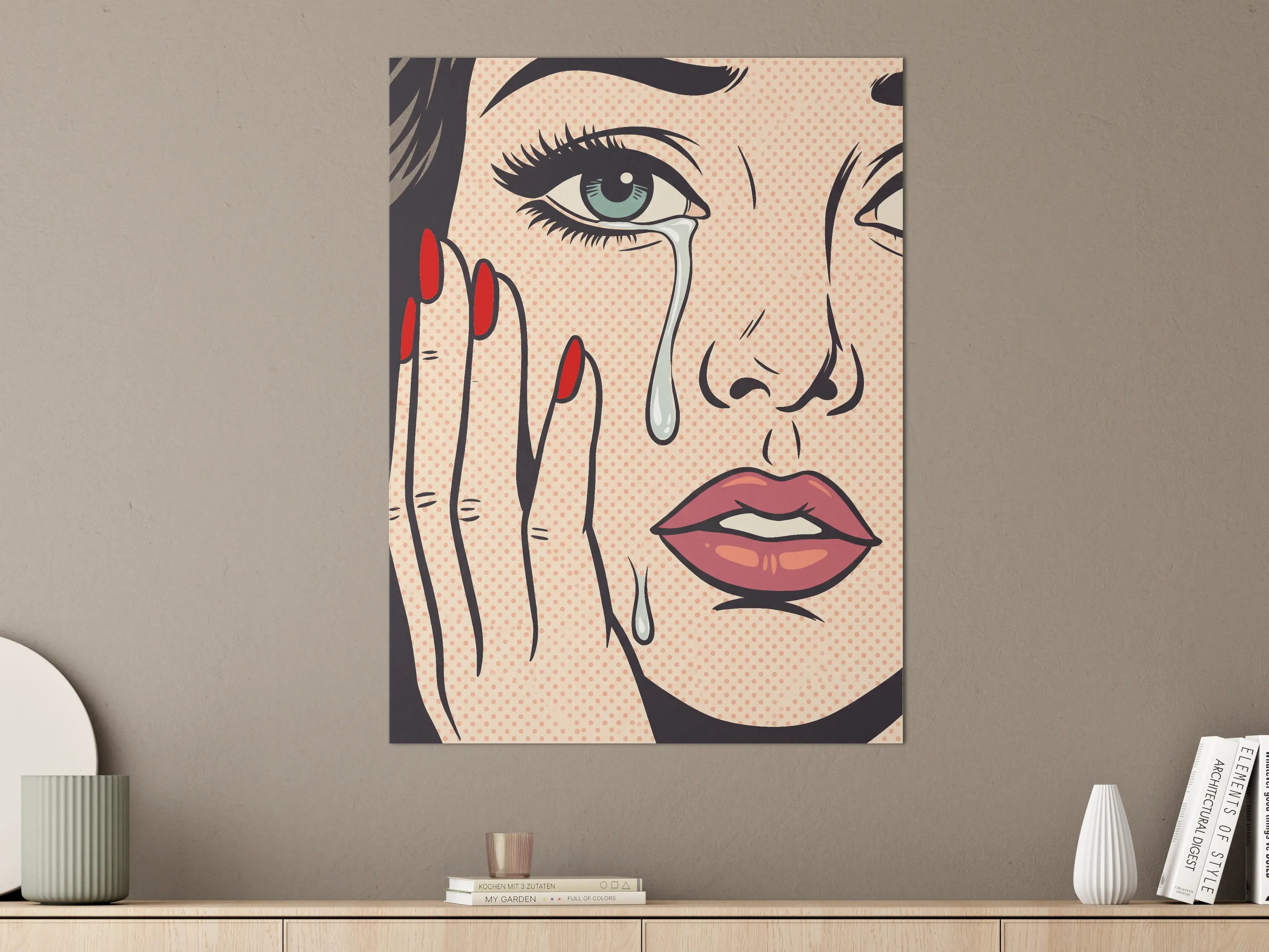 Große Wandbilder - Pop-Art-Gesicht mit Träne