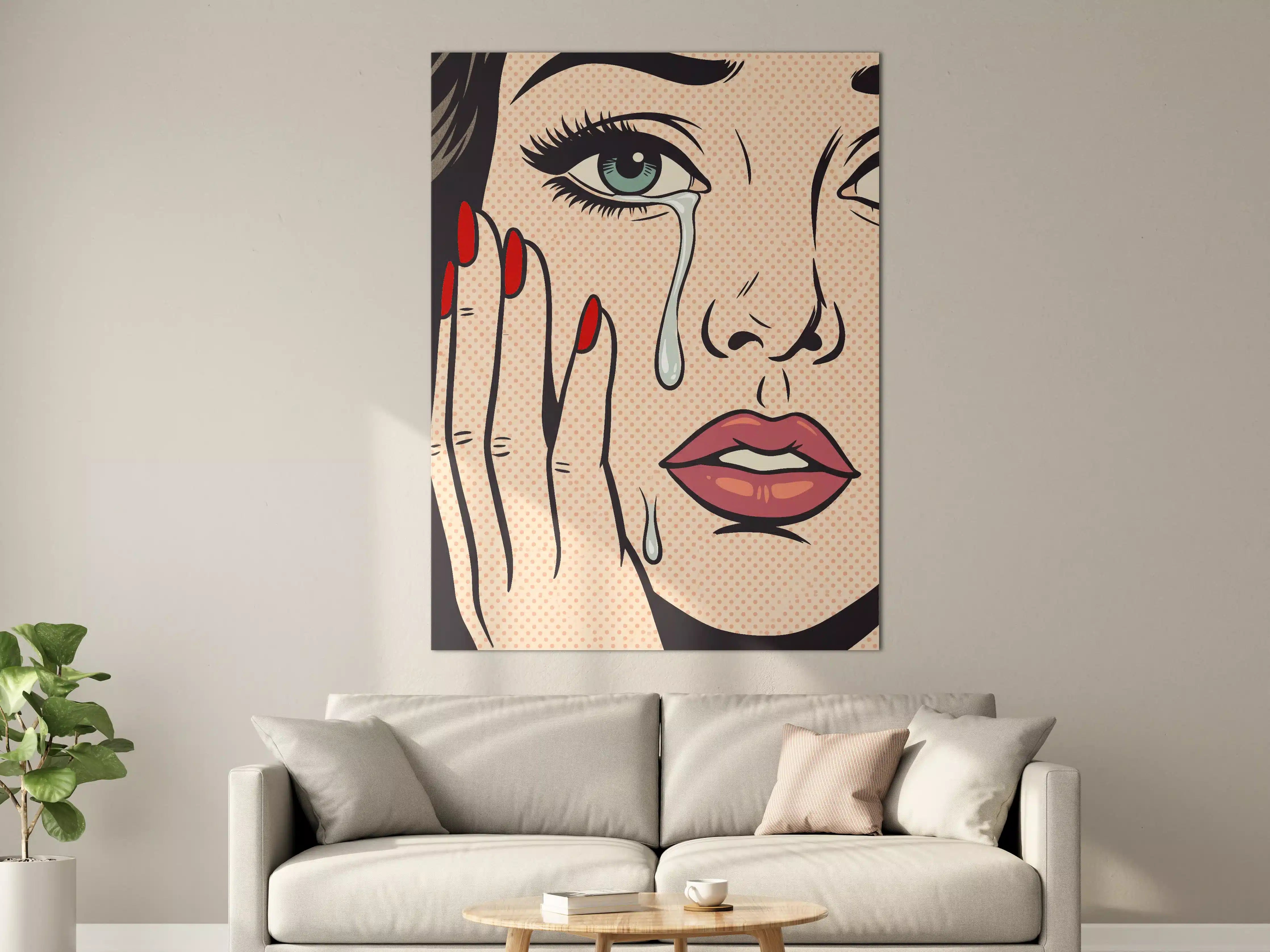 Große Wandbilder - Pop-Art-Gesicht mit Träne