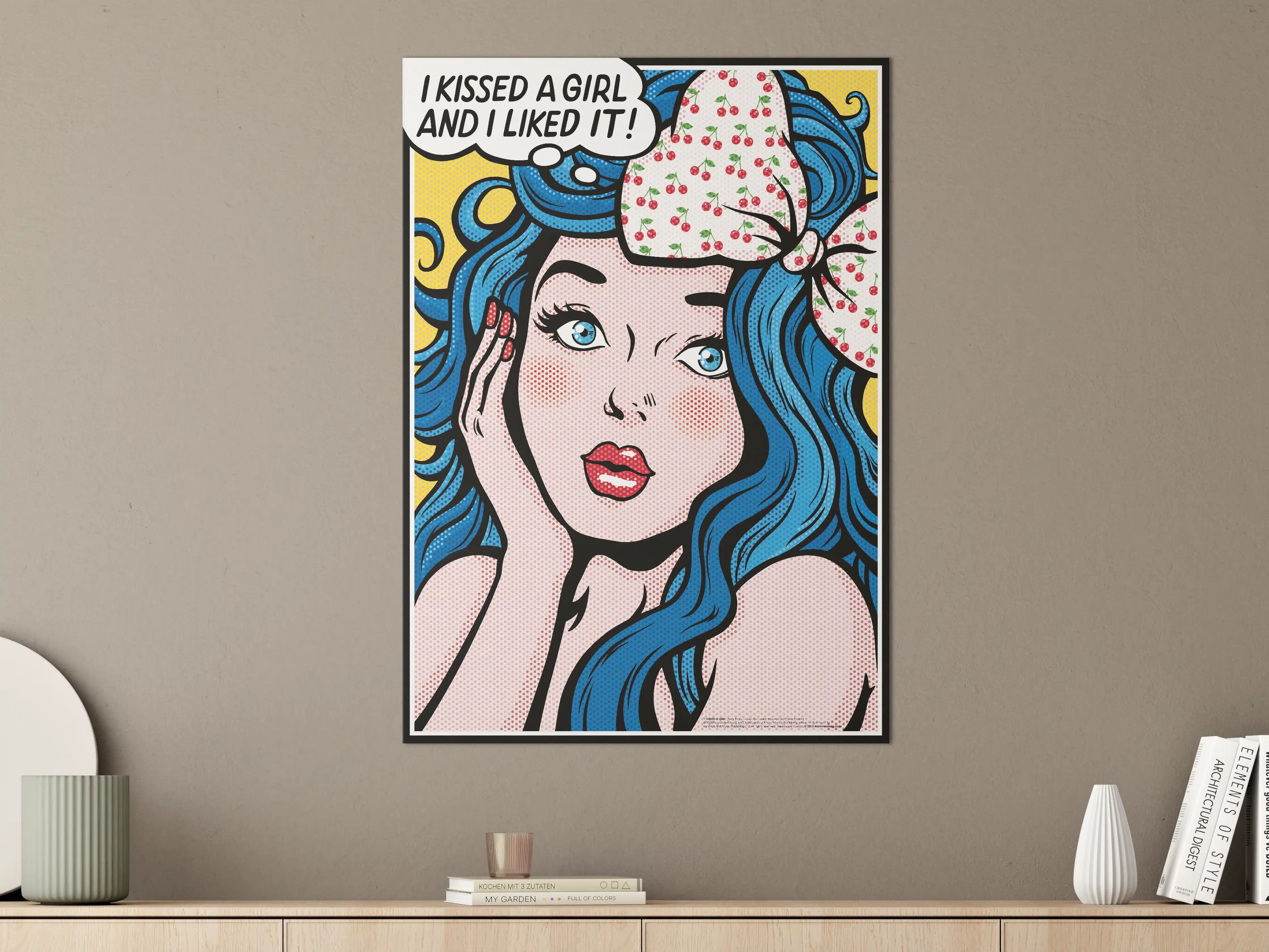Große Wandbilder - Pop-Art Girl mit blauer Haarpracht