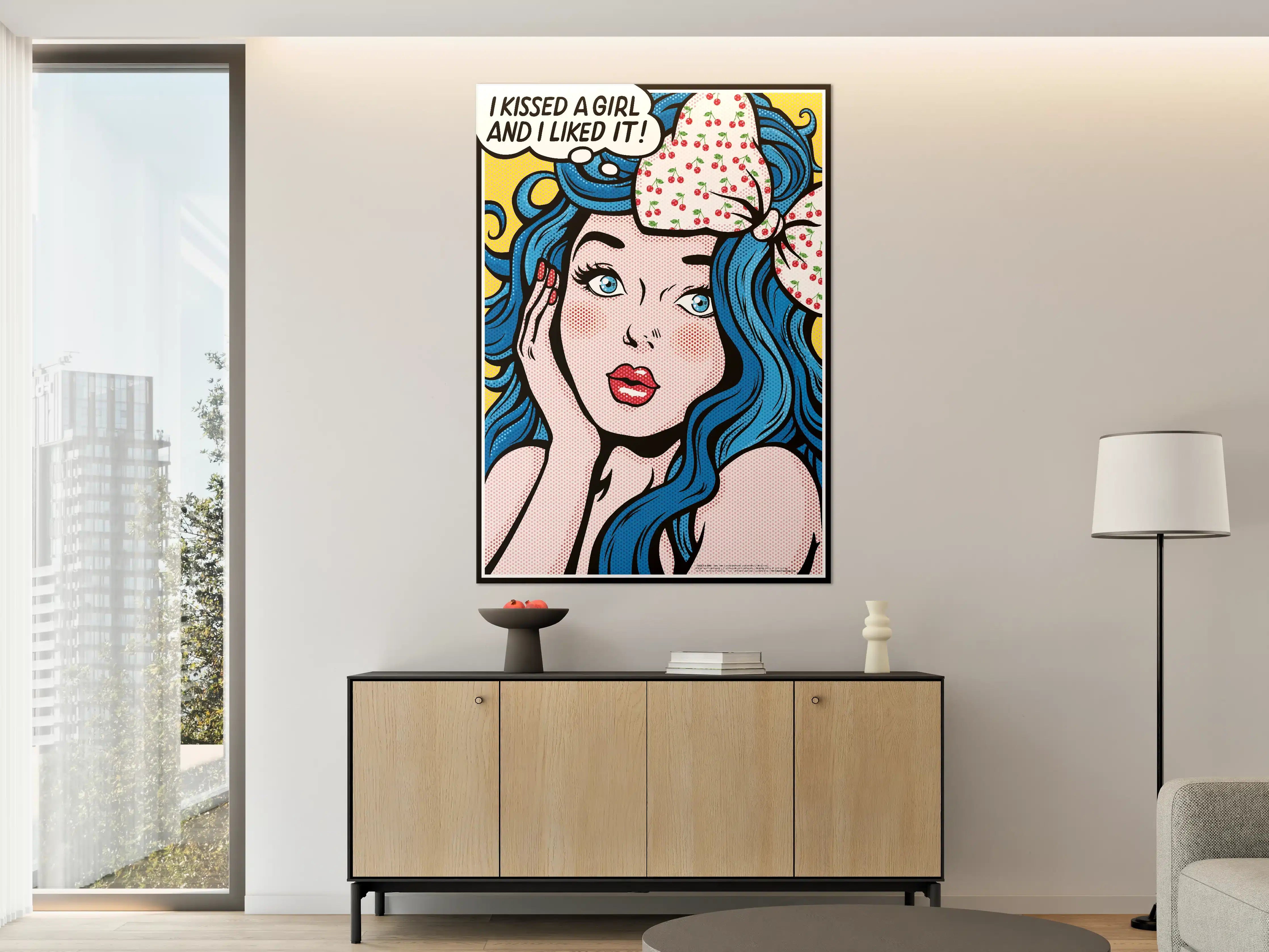 Große Wandbilder - Pop-Art Girl mit blauer Haarpracht