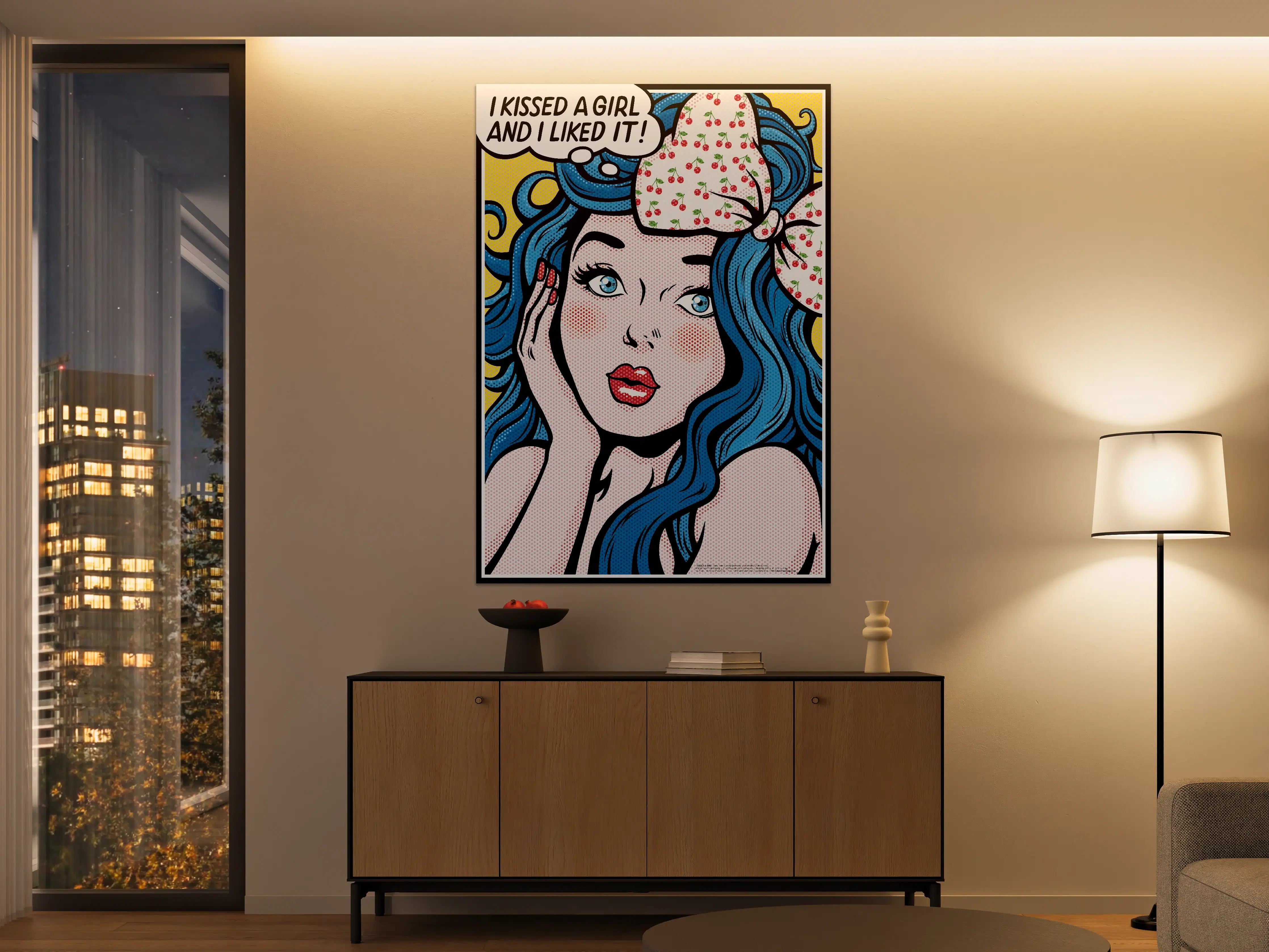 Große Wandbilder - Pop-Art Girl mit blauer Haarpracht