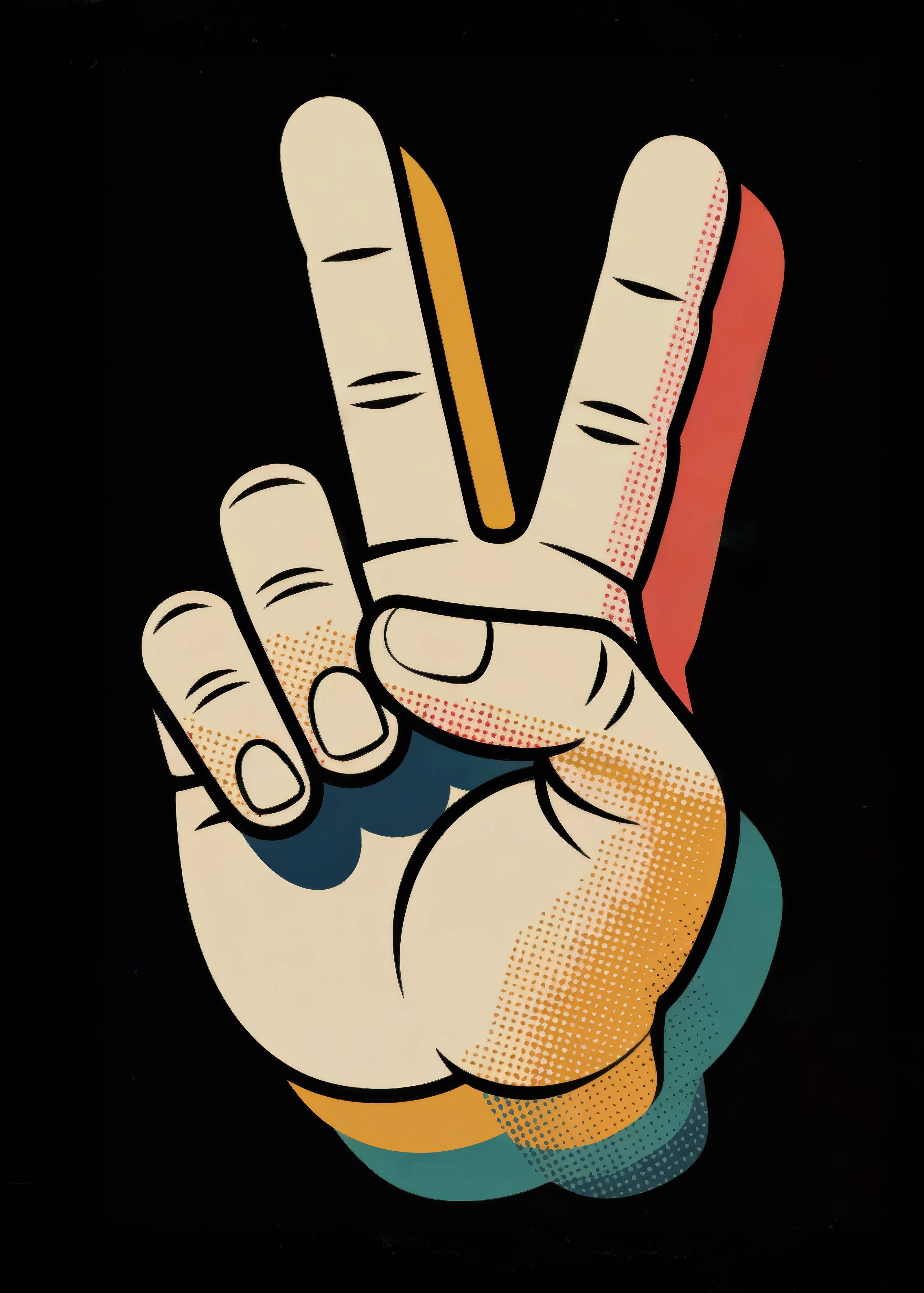 Große Wandbilder-Pop Art Handzeichen in bunten Farben