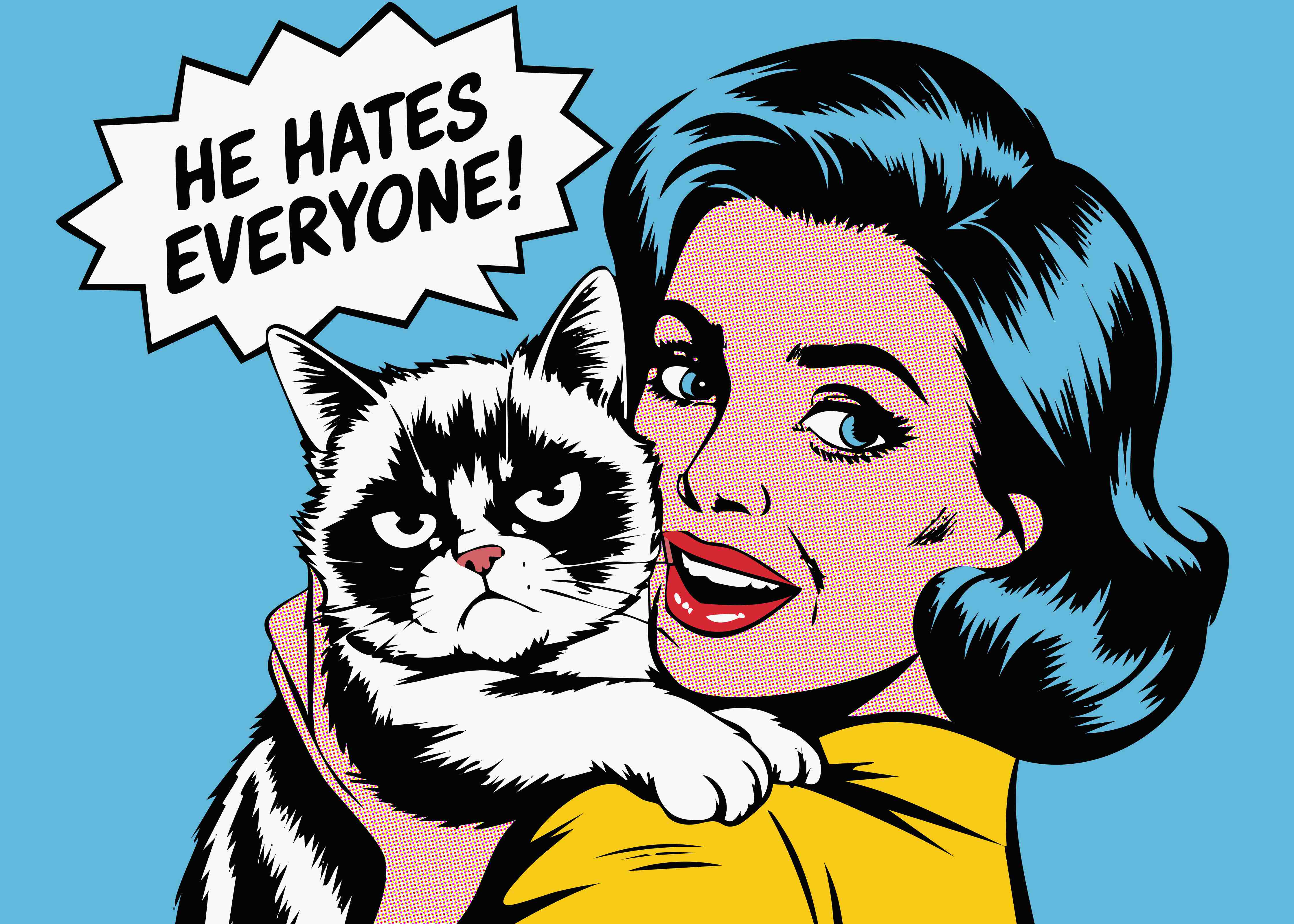 Große Wandbilder-Pop Art Katze mit Sprechblase