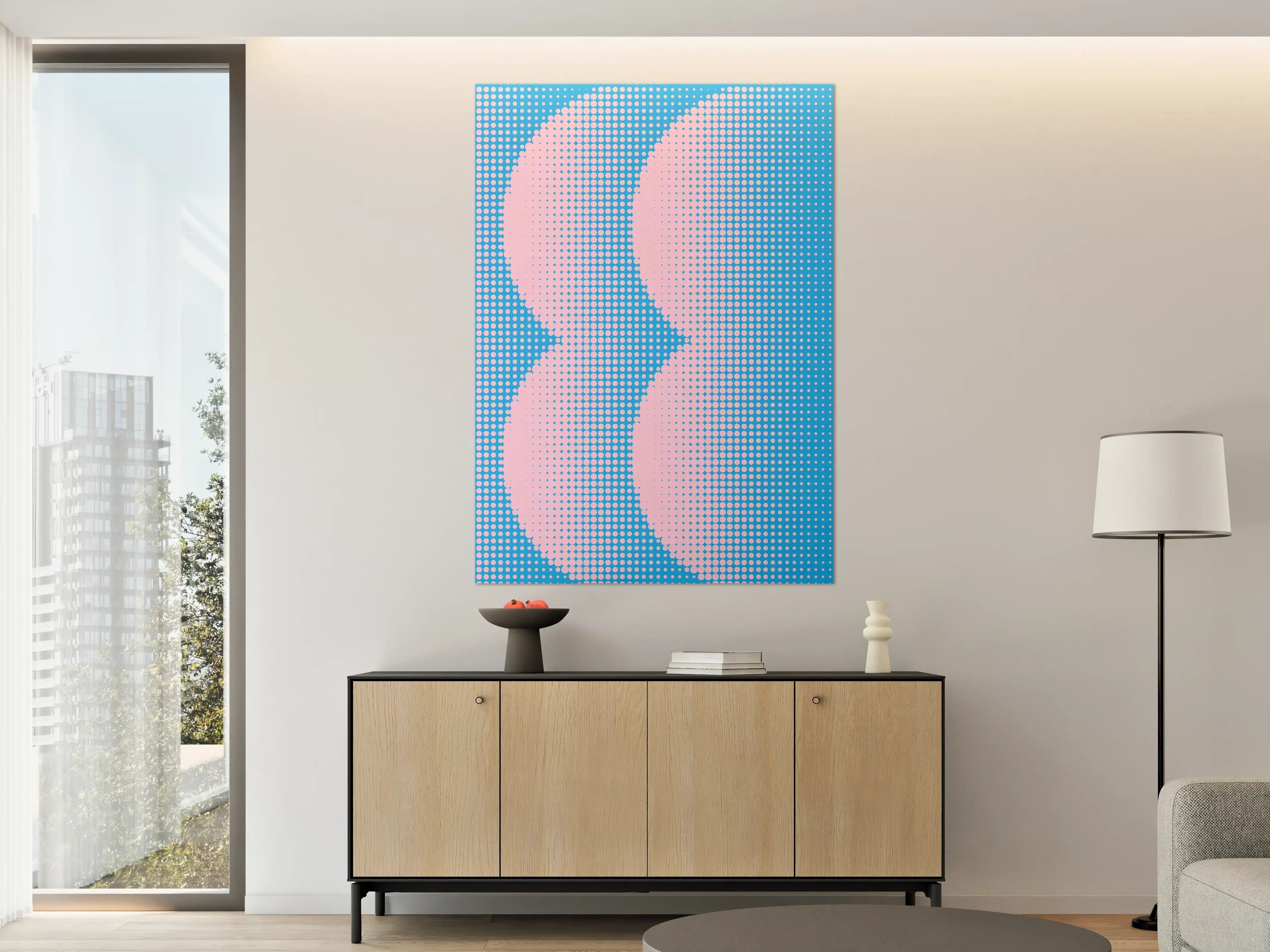 Große Wandbilder - Pop Art Pixeldesign mit Pink und Blau