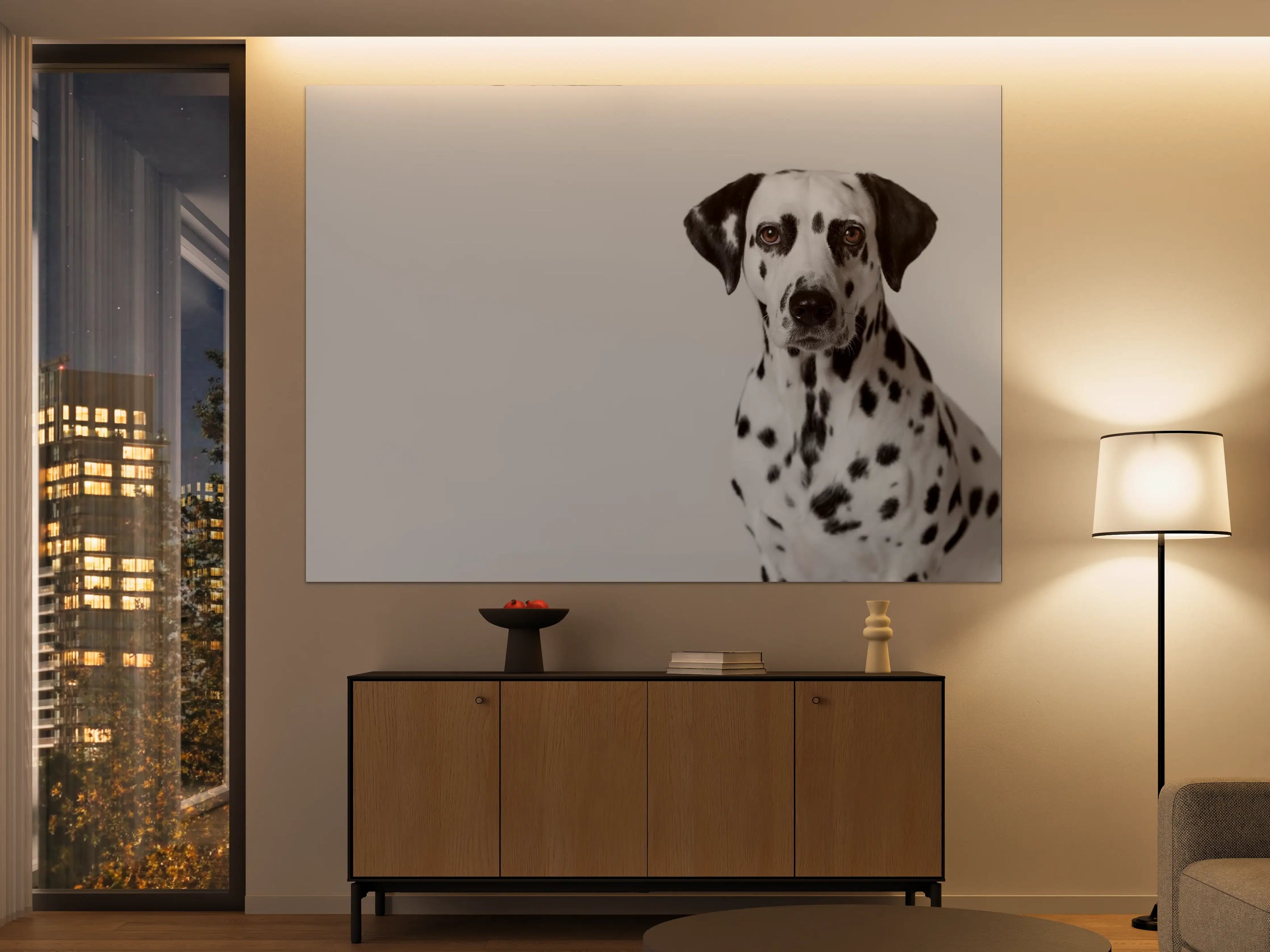 Große Wandbilder - Portrait eines Dalmatiners auf weißem Hintergrund