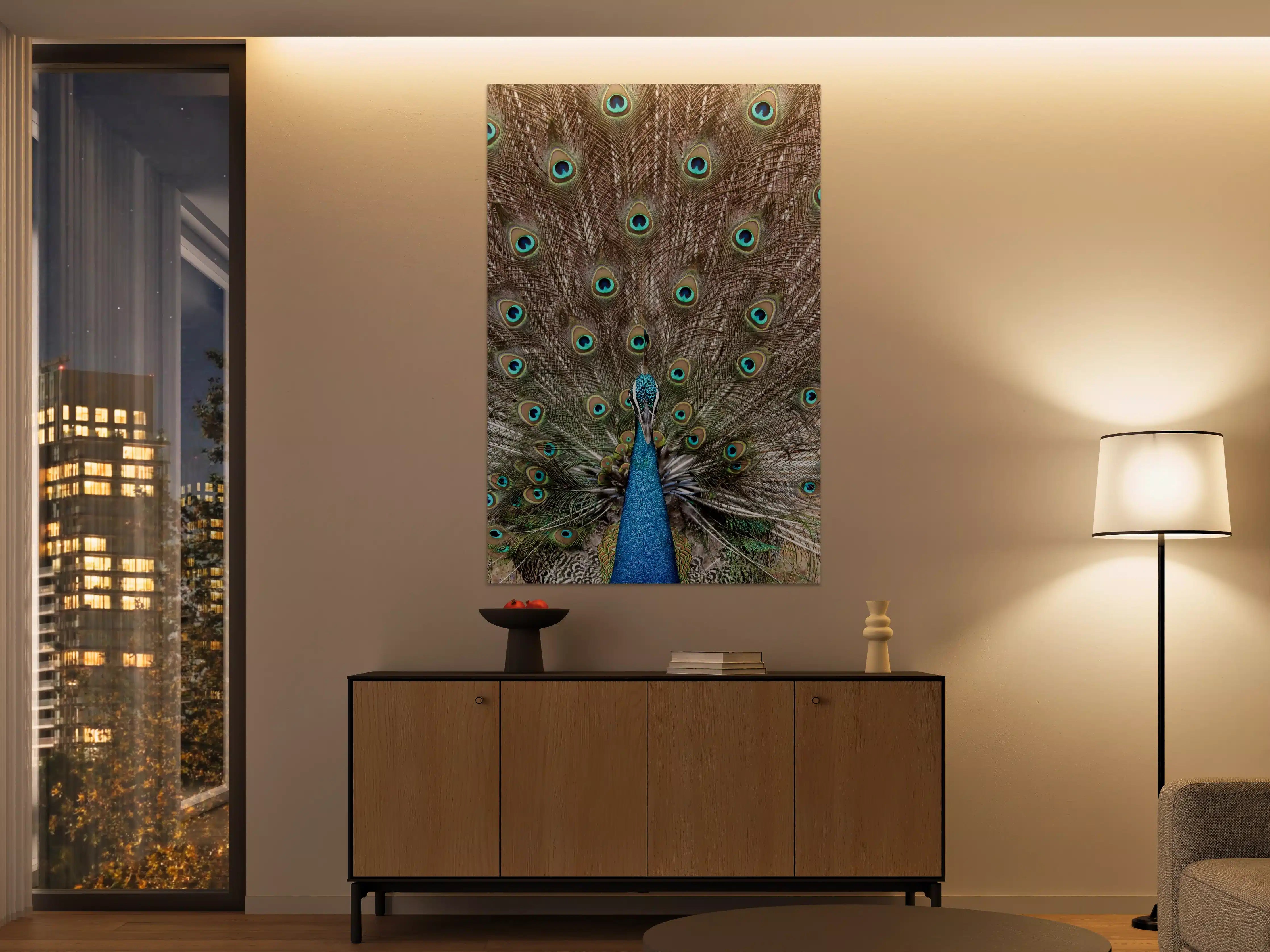Große Wandbilder - Prachteroser Pfau mit farbenfrohem Federkleid