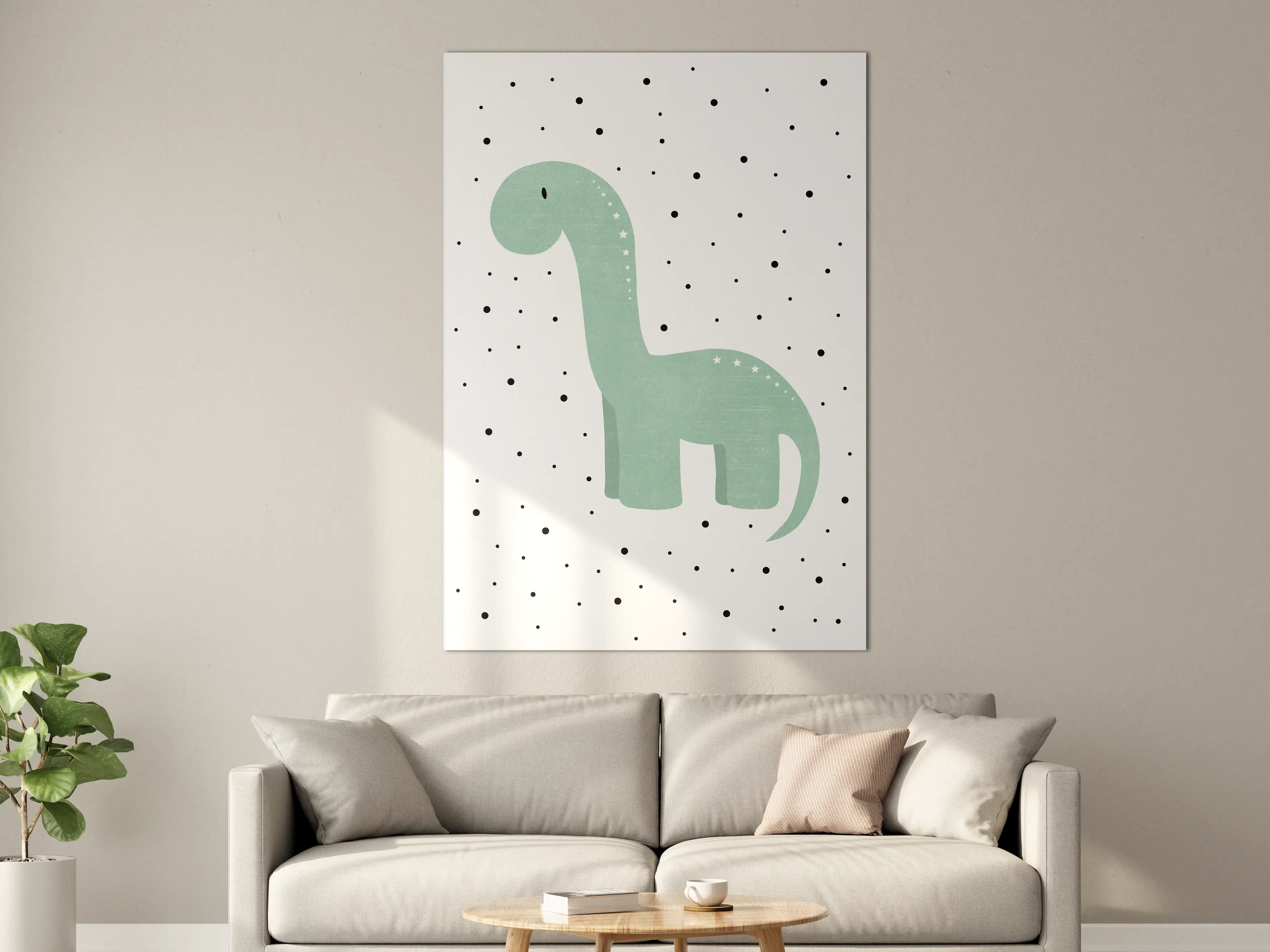Große Wandbilder - Prächtiges Dinosaurier-Design in Pastellgrün