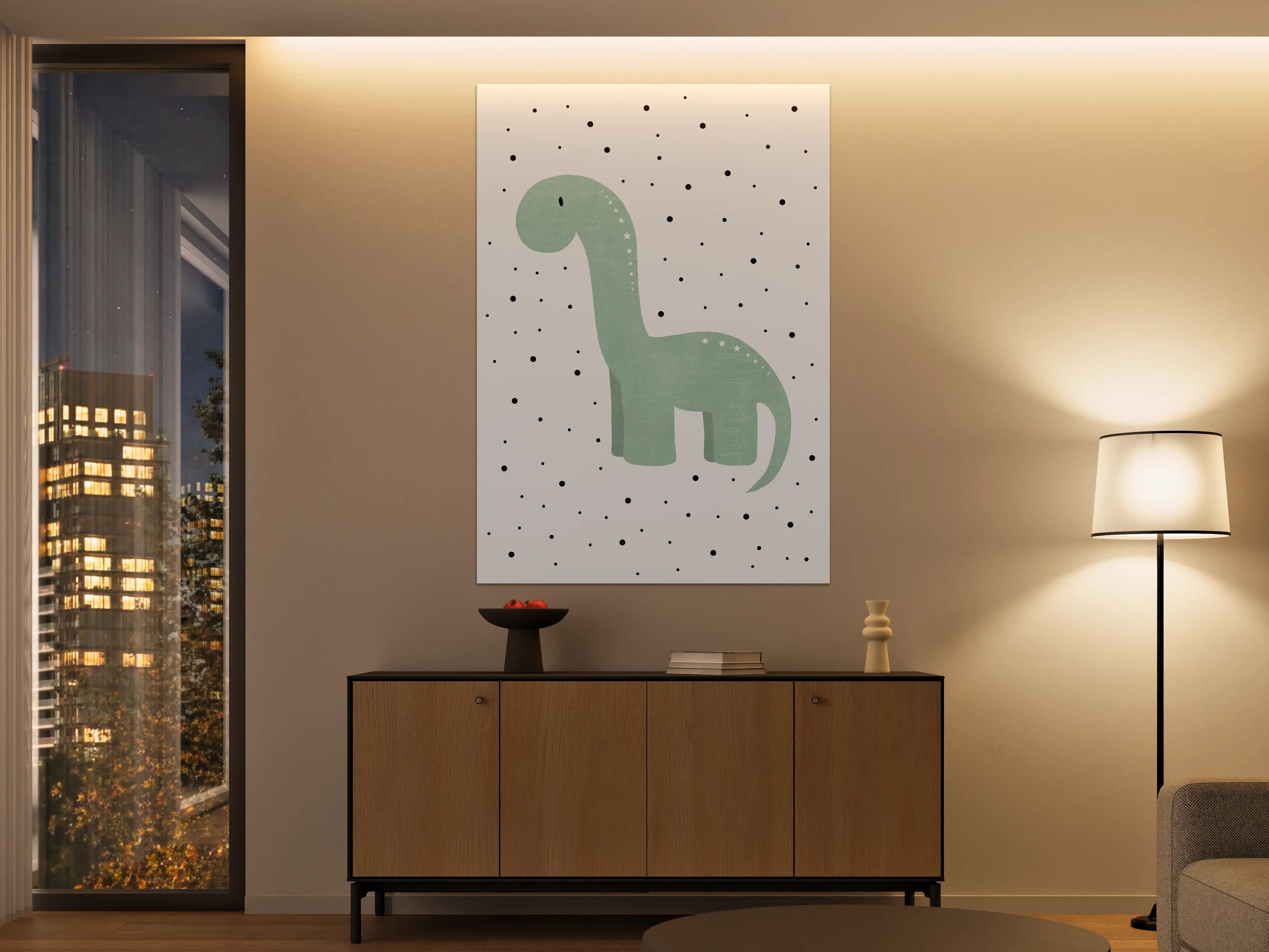 Große Wandbilder - Prächtiges Dinosaurier-Design in Pastellgrün
