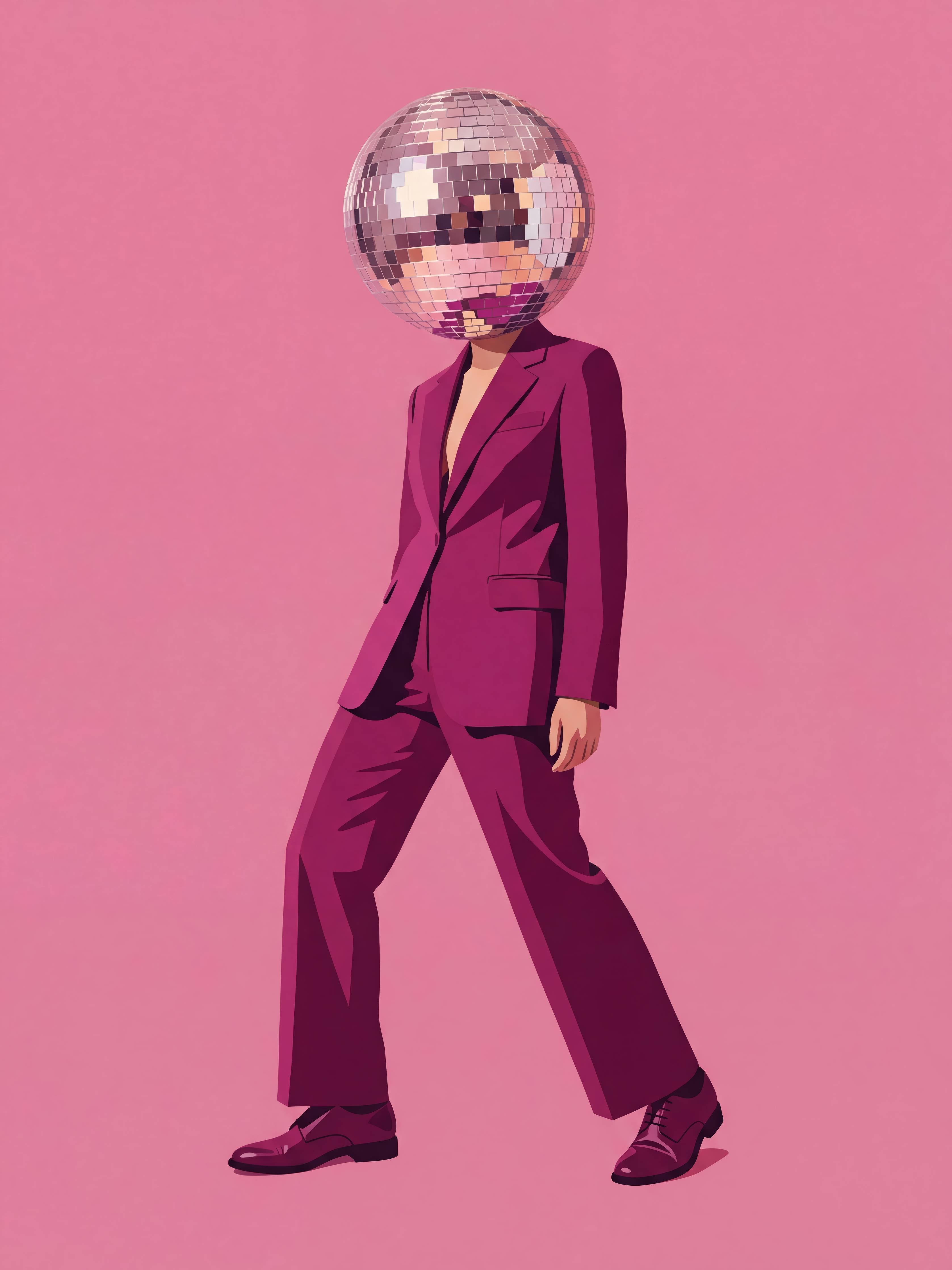 Große Wandbilder-Punkiger Disco-Charakter in Pink